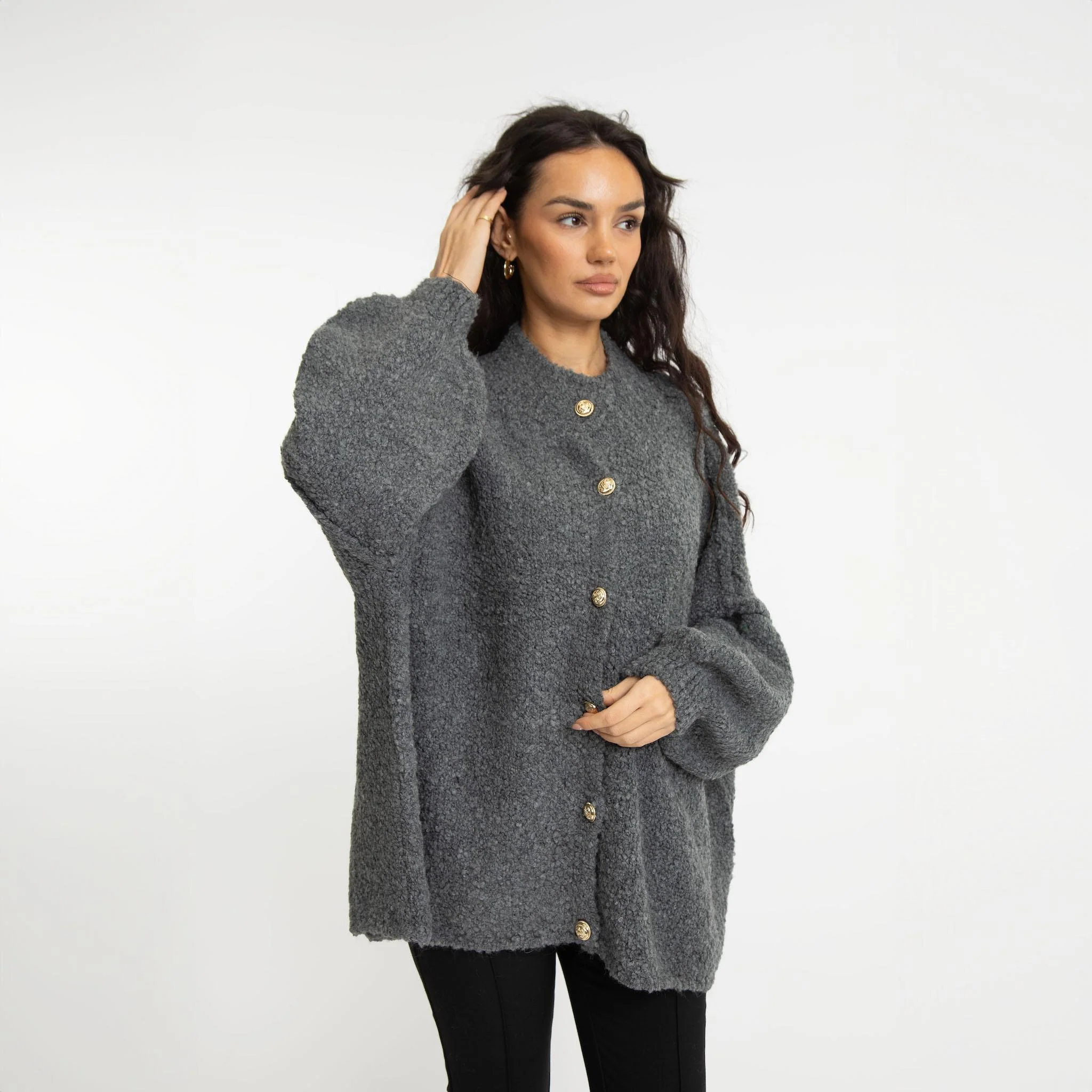 Bouclé Oversized Cardigan "CozyGlam" - Image 34