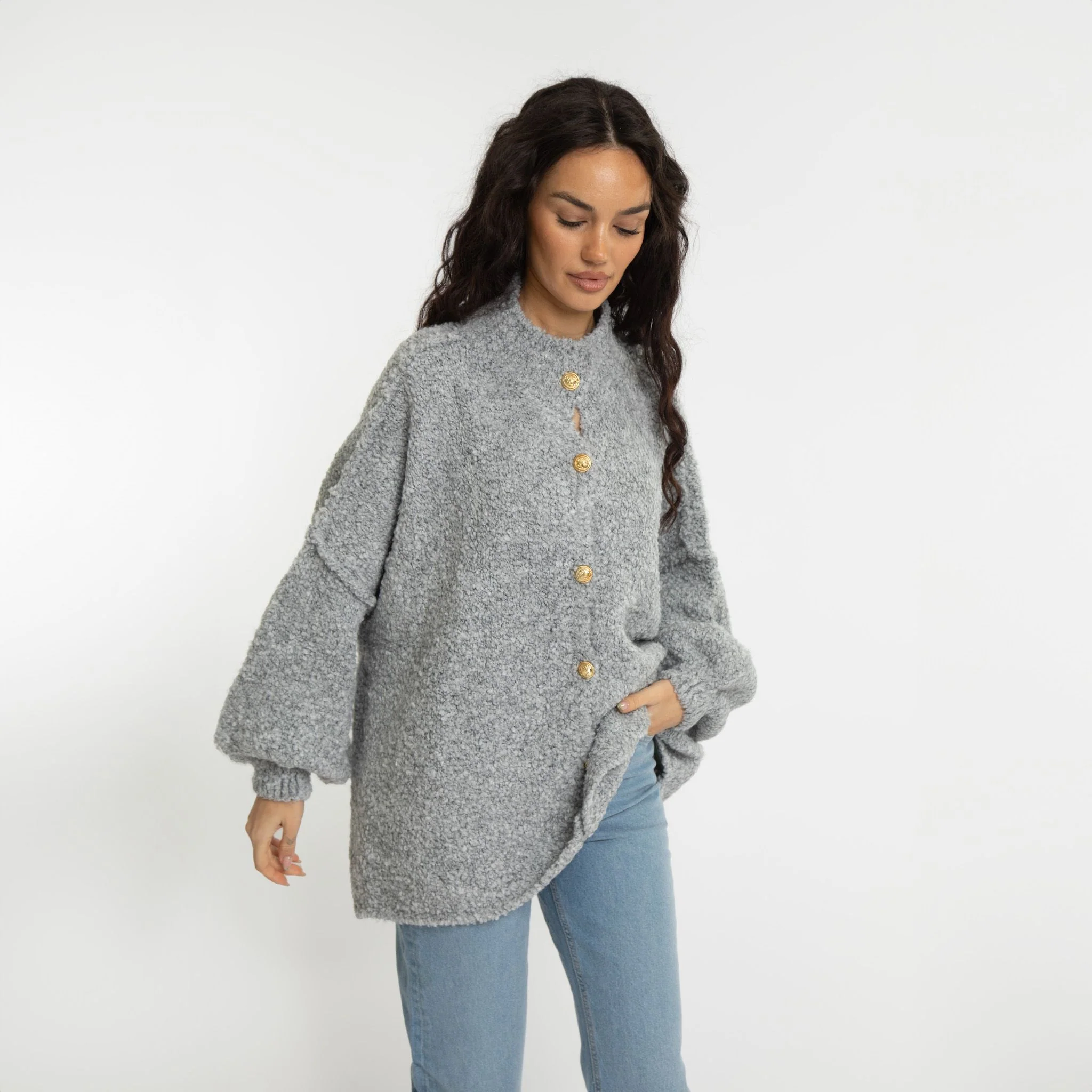 Bouclé Oversized Cardigan "CozyGlam" - Image 36