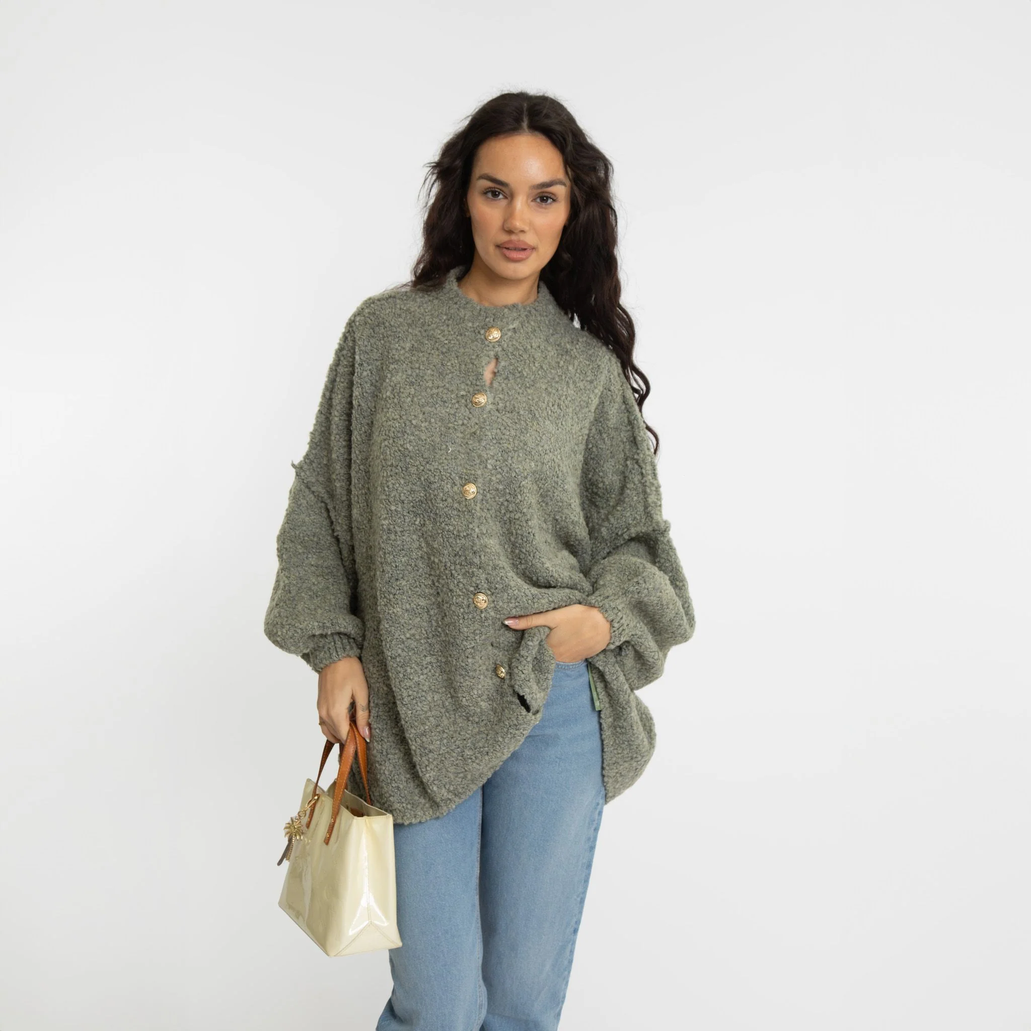 Bouclé Oversized Cardigan "CozyGlam" - Image 38