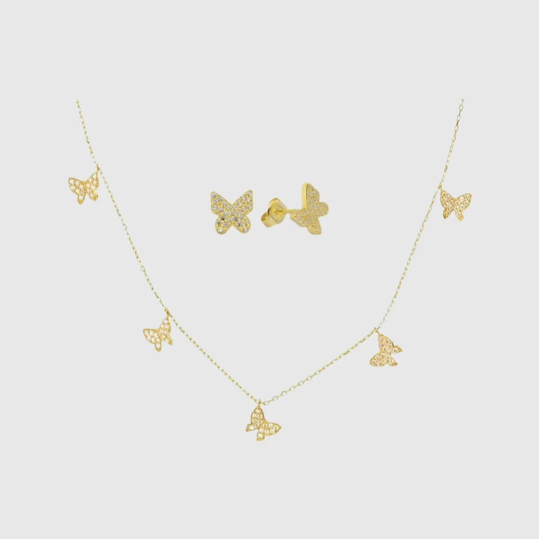 Butterfly Chain & Butterfly Ohrring Set