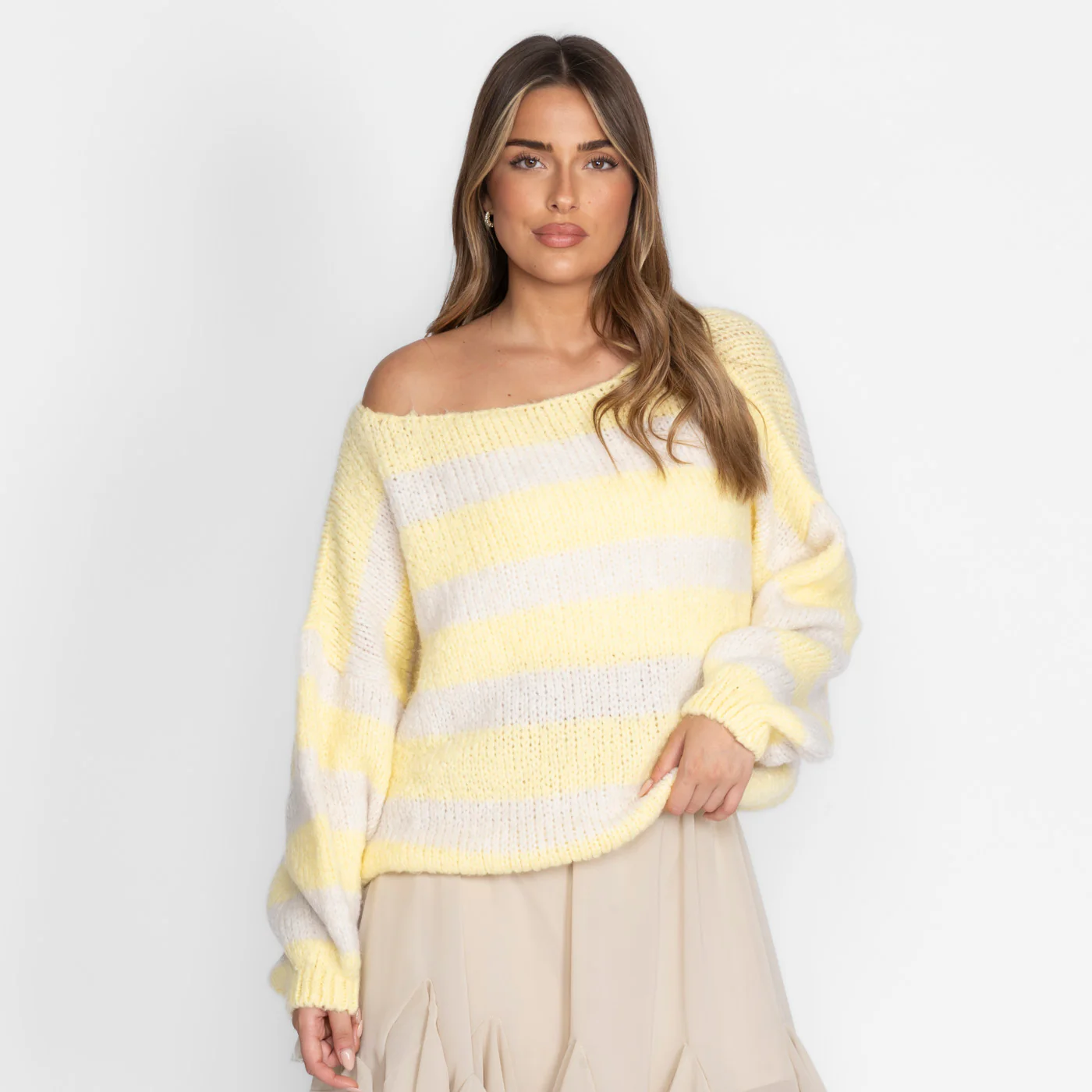Casual Stripe Off-Shoulder Pullover - Image 12