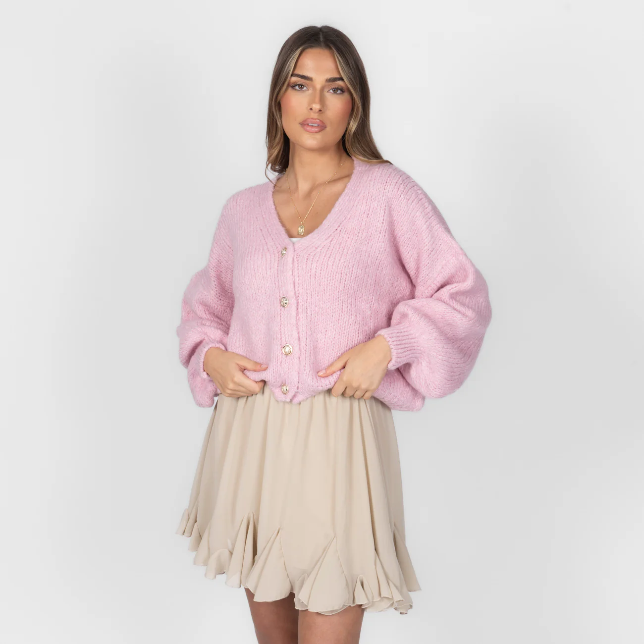 CozyGlam Oversize V-Cardigan Short - Image 3