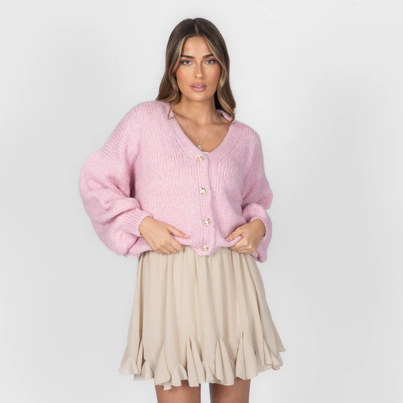 CozyGlam Oversize V-Cardigan Short - Image 5