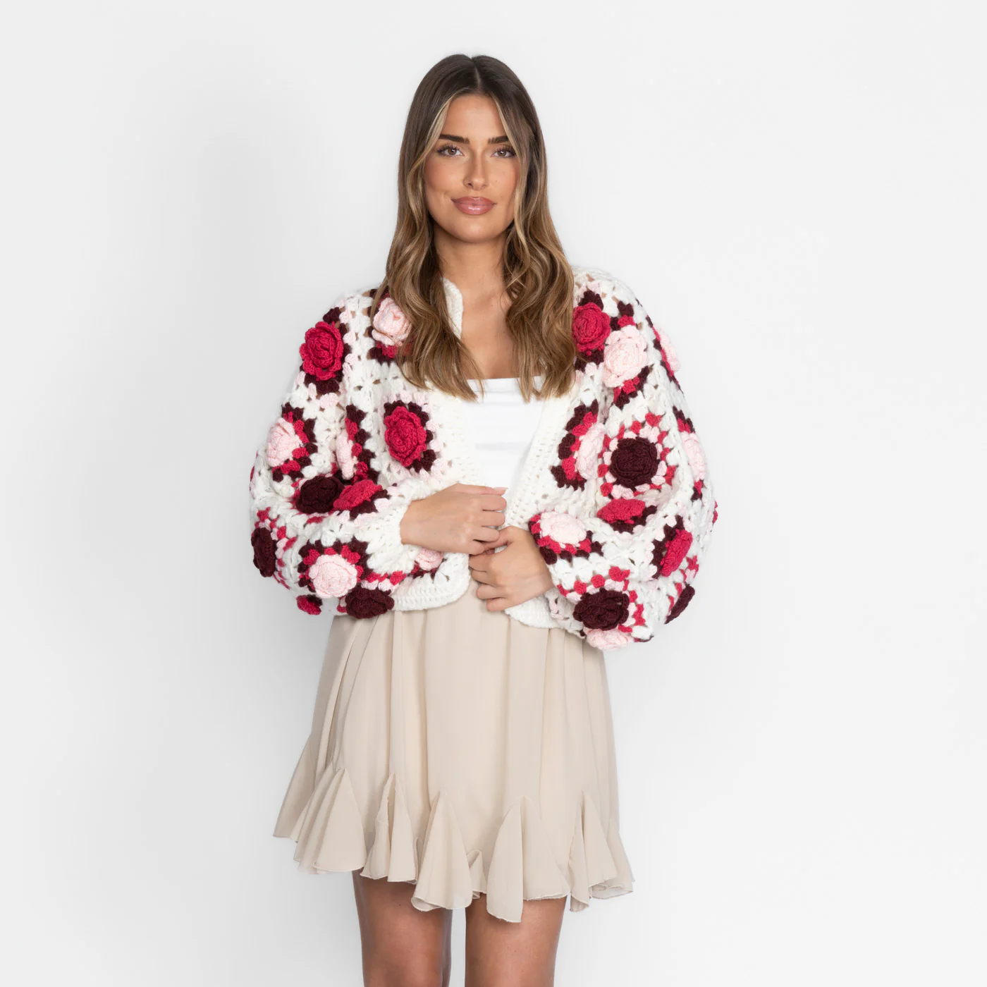Handmade Colorful Rose Cardigan