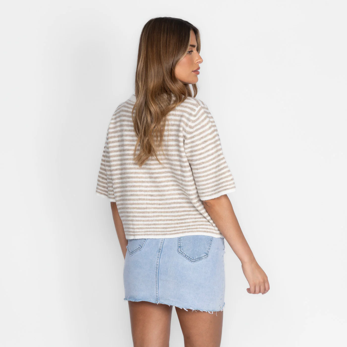 Kurzarm Stripes Strickcardigan - Image 10