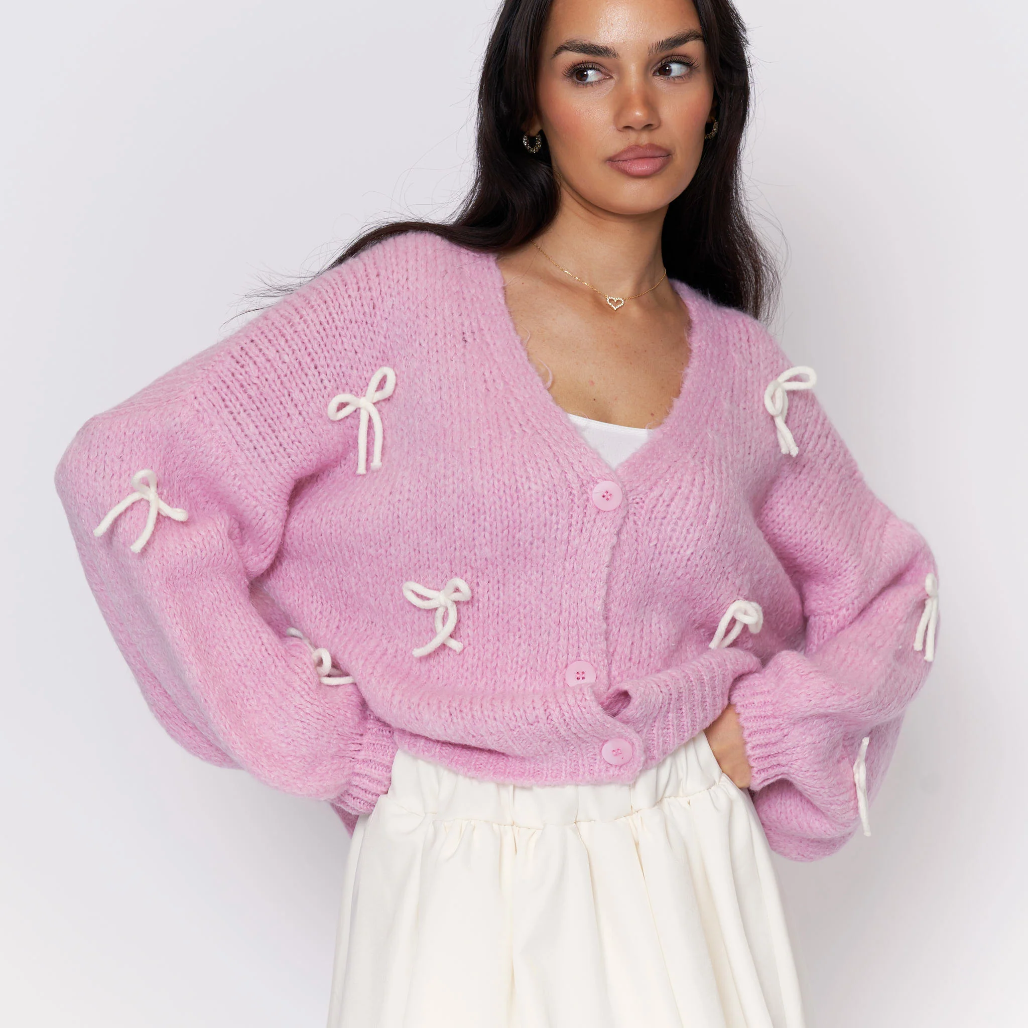 Oversize Mini Schleifen Cardigan - Image 10