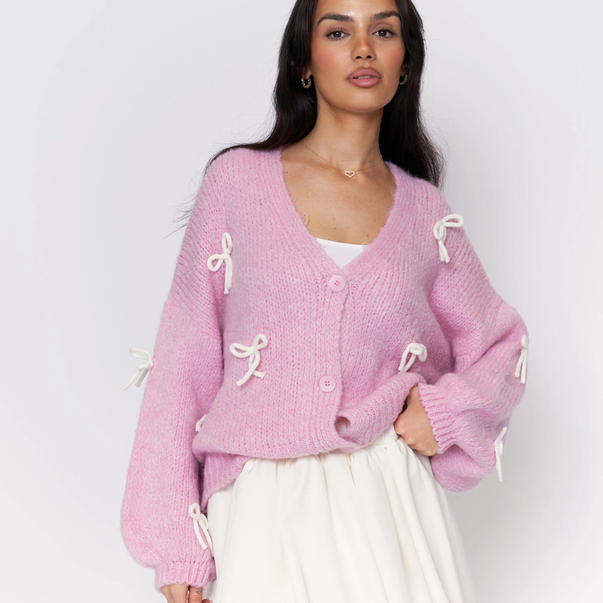 Oversize Mini Schleifen Cardigan - Image 12