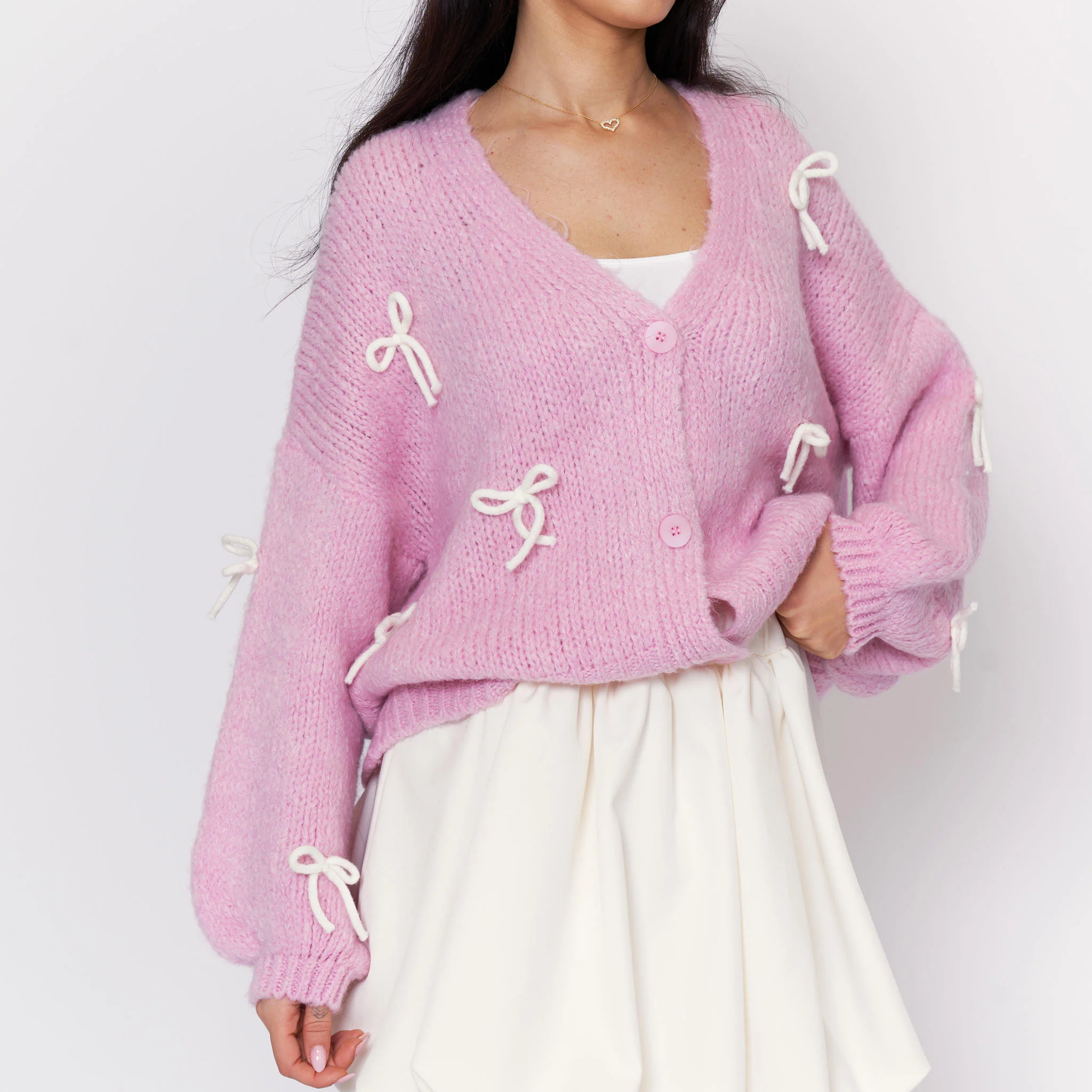 Oversize Mini Schleifen Cardigan - Image 13