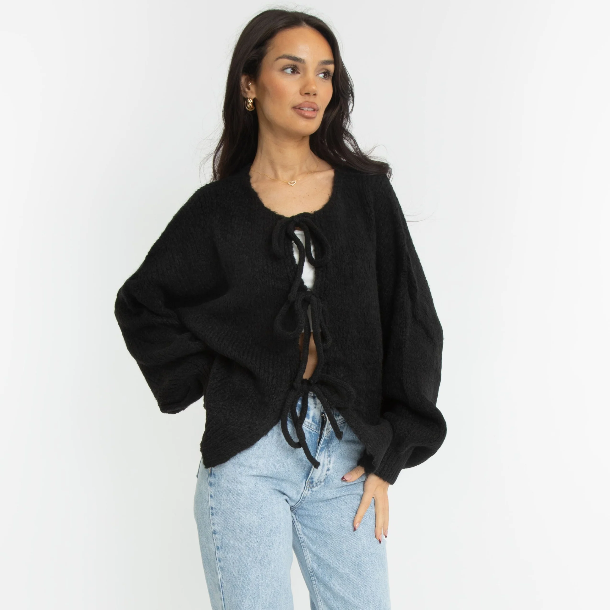 Oversized Cardigan mit Schleifen - Image 34