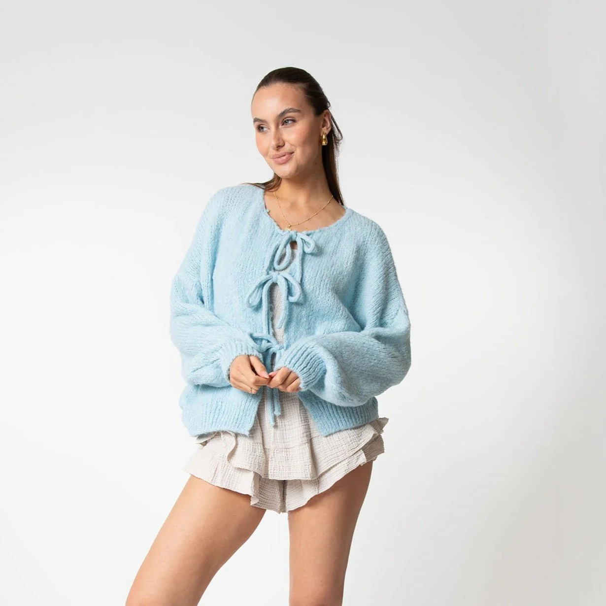 Oversized Cardigan mit Schleifen - Image 35