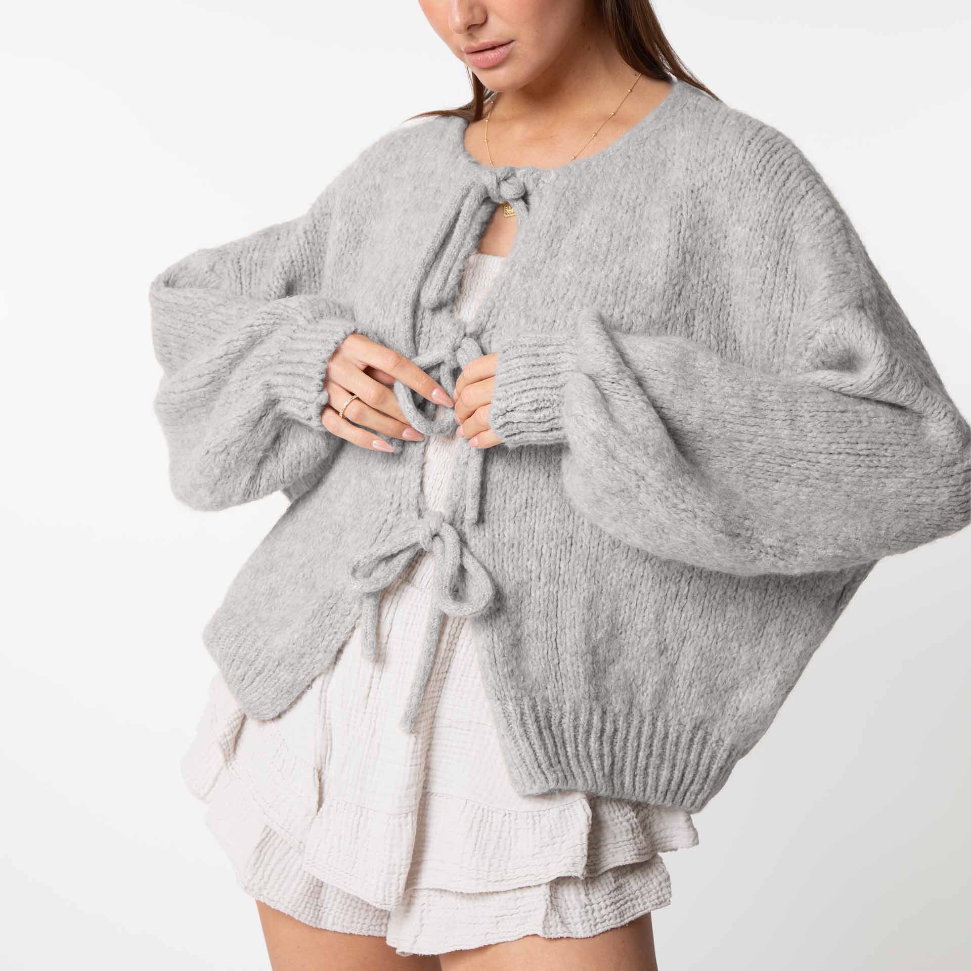 Oversized Cardigan mit Schleifen - Image 38