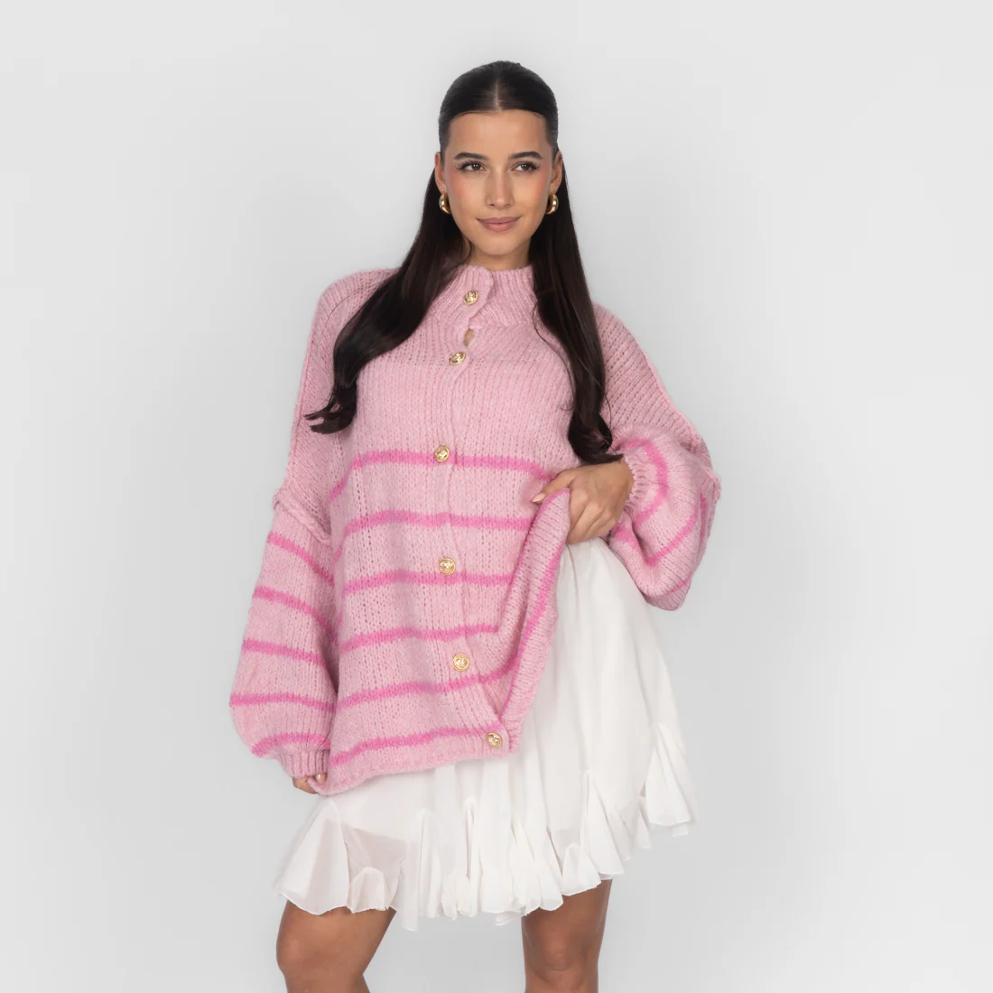Oversized Cardigan „CozyGlam“ – Stripe Edition - Image 11