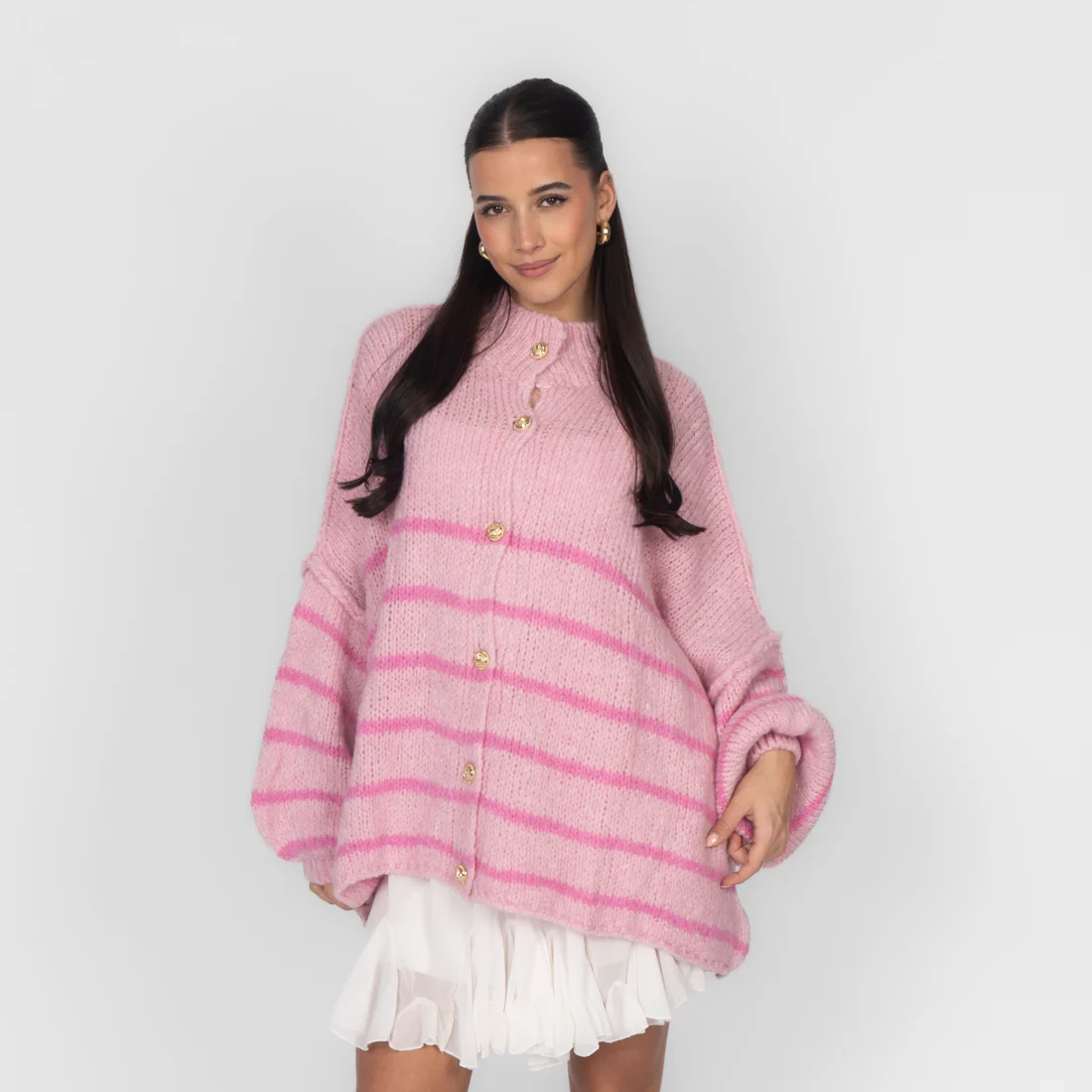 Oversized Cardigan „CozyGlam“ – Stripe Edition - Image 12