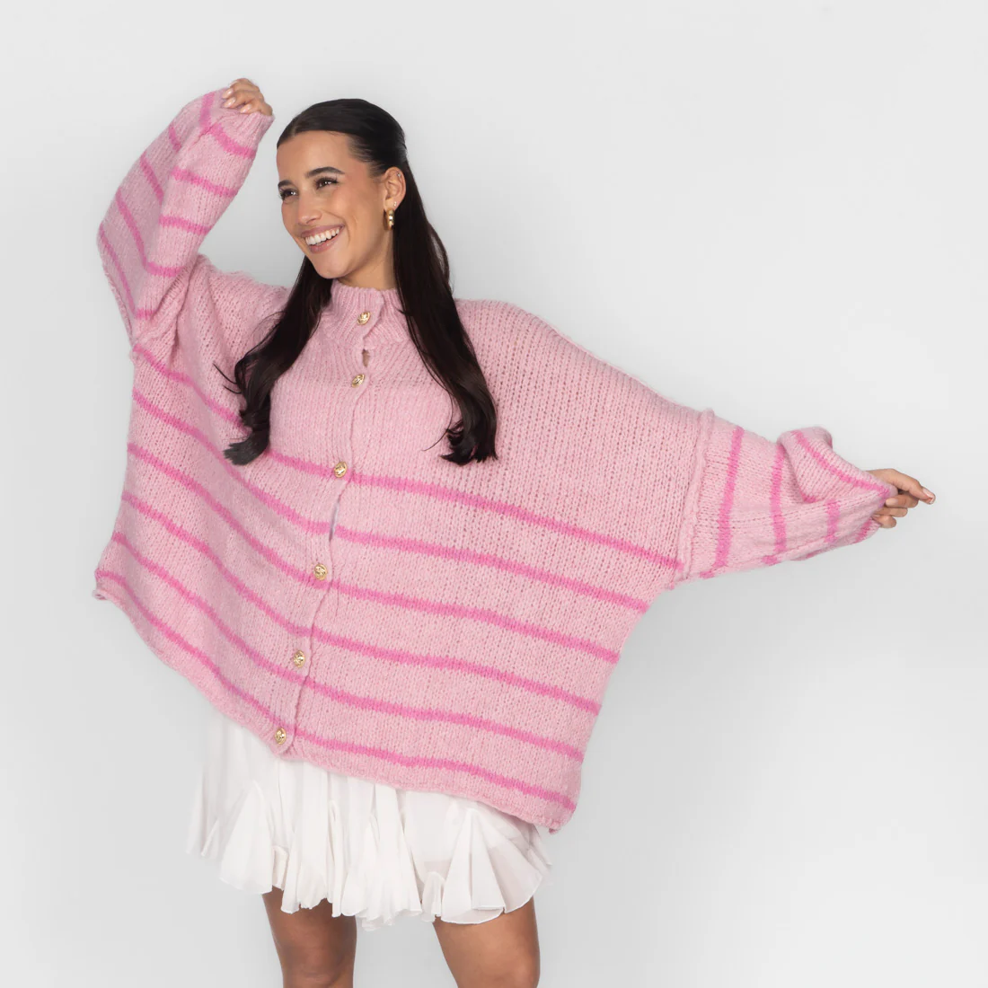 Oversized Cardigan „CozyGlam“ – Stripe Edition - Image 13