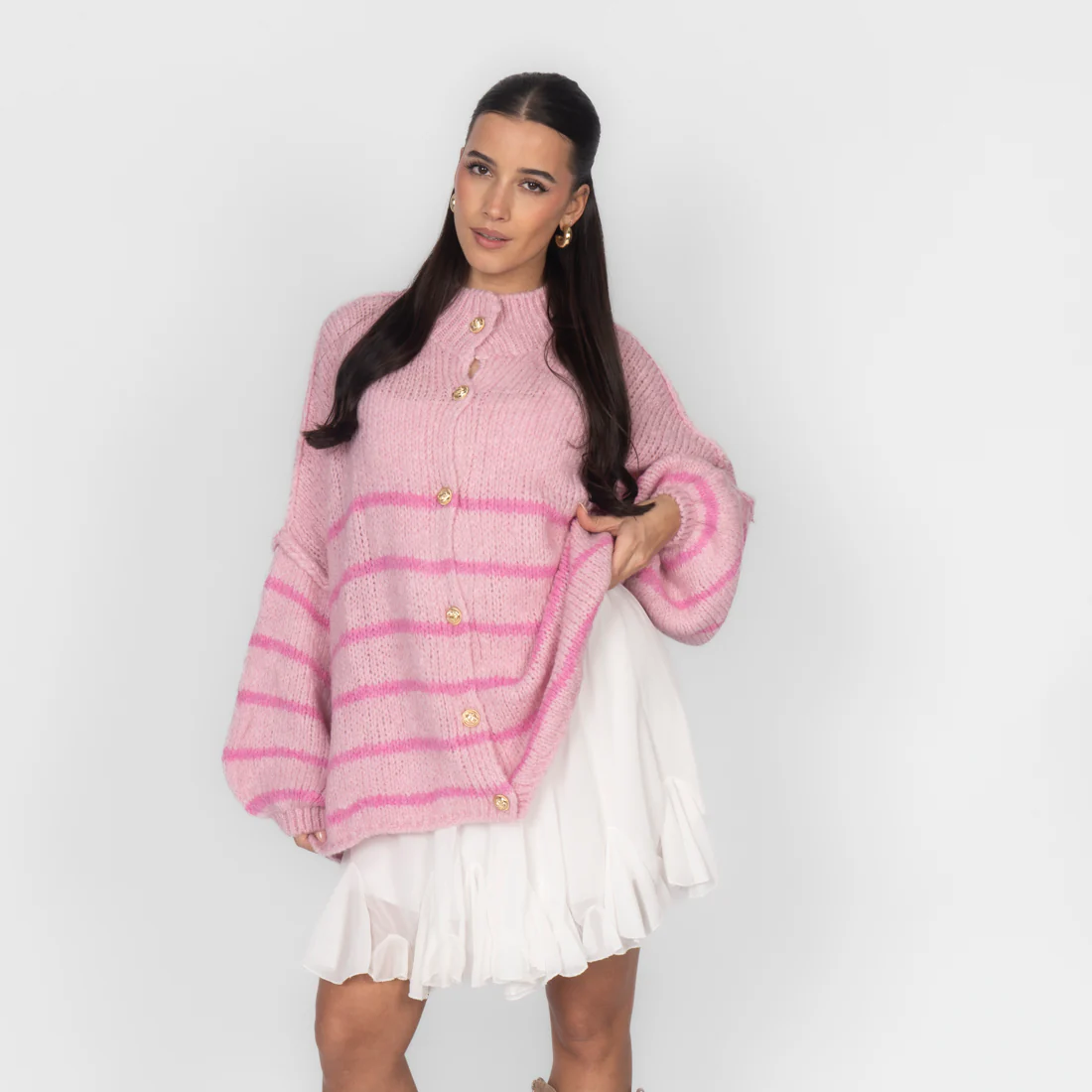 Oversized Cardigan „CozyGlam“ – Stripe Edition - Image 14