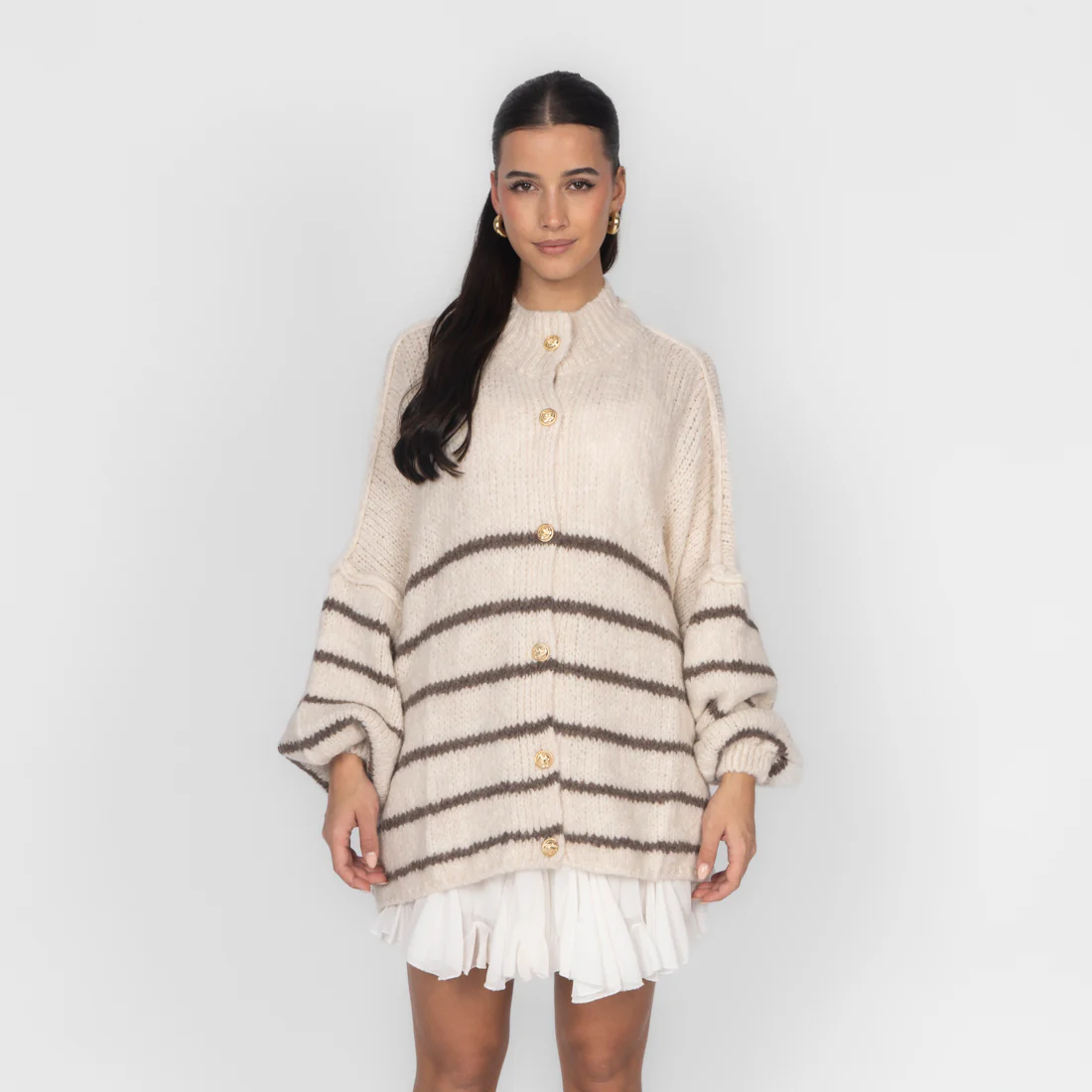 Oversized Cardigan „CozyGlam“ – Stripe Edition - Image 16