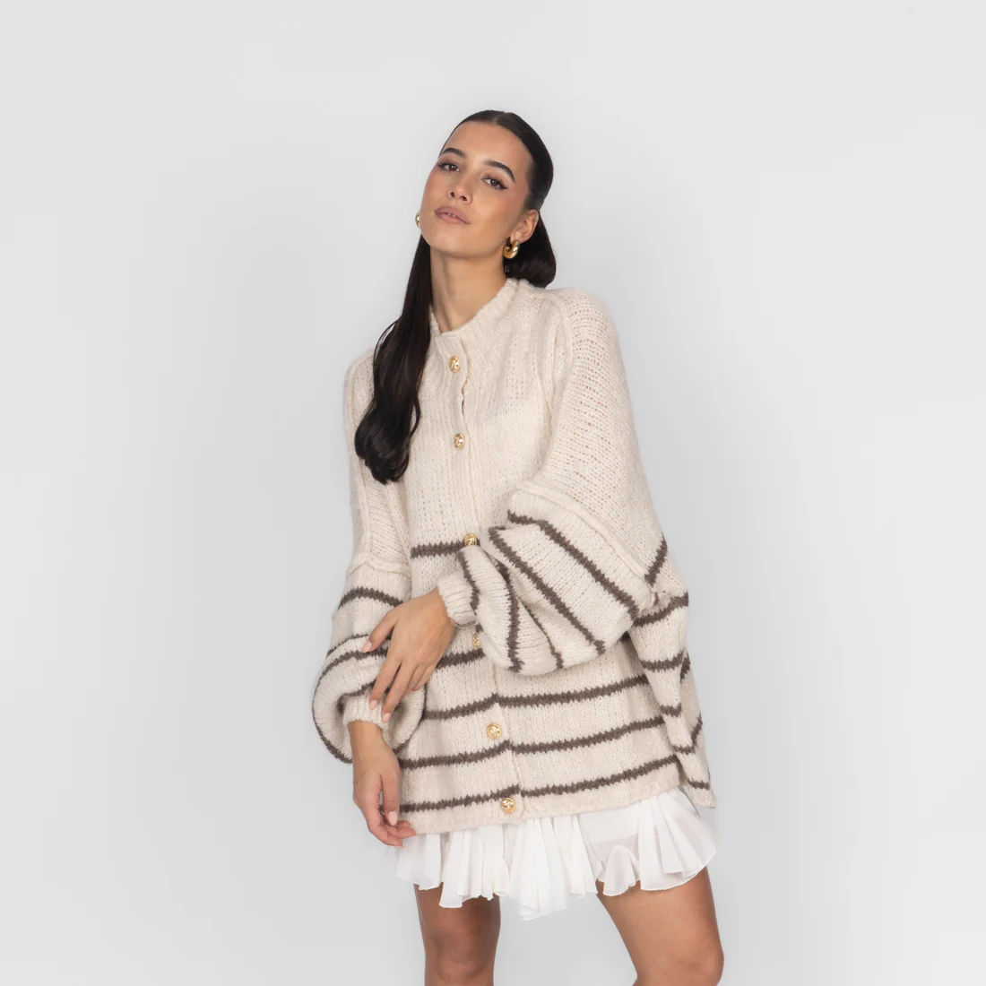 Oversized Cardigan „CozyGlam“ – Stripe Edition - Image 17