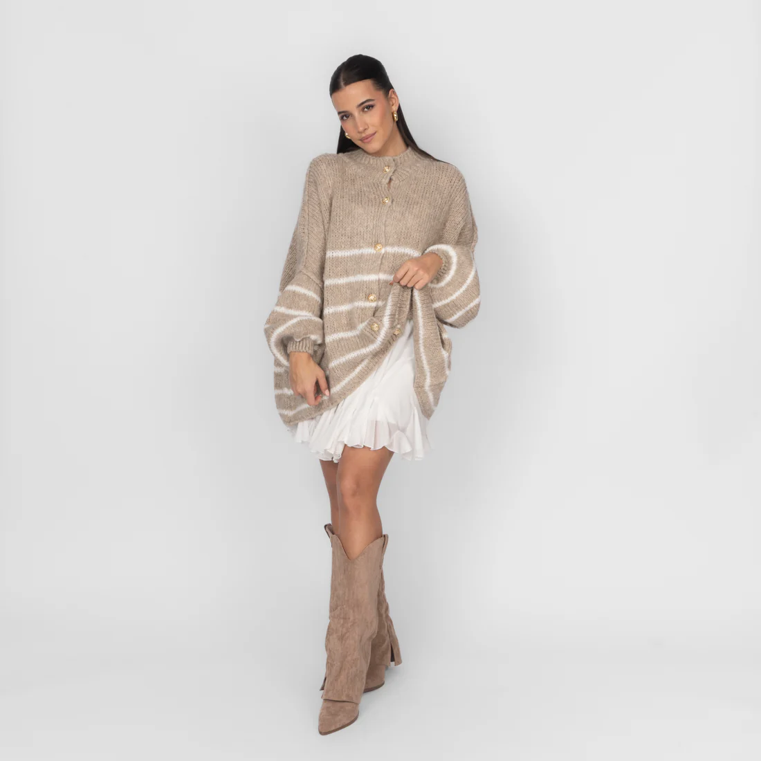 Oversized Cardigan „CozyGlam“ – Stripe Edition - Image 2