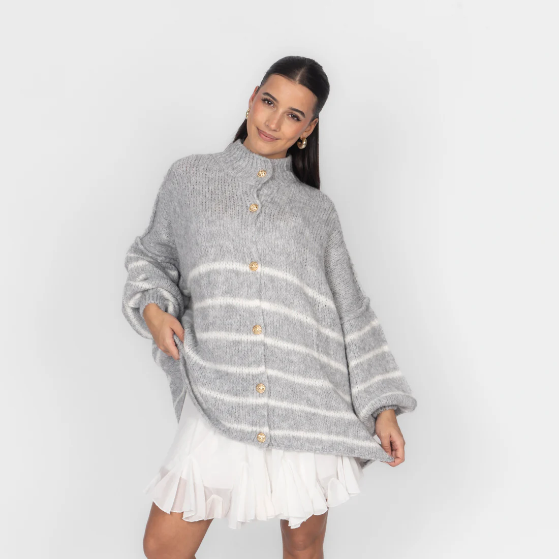 Oversized Cardigan „CozyGlam“ – Stripe Edition - Image 24