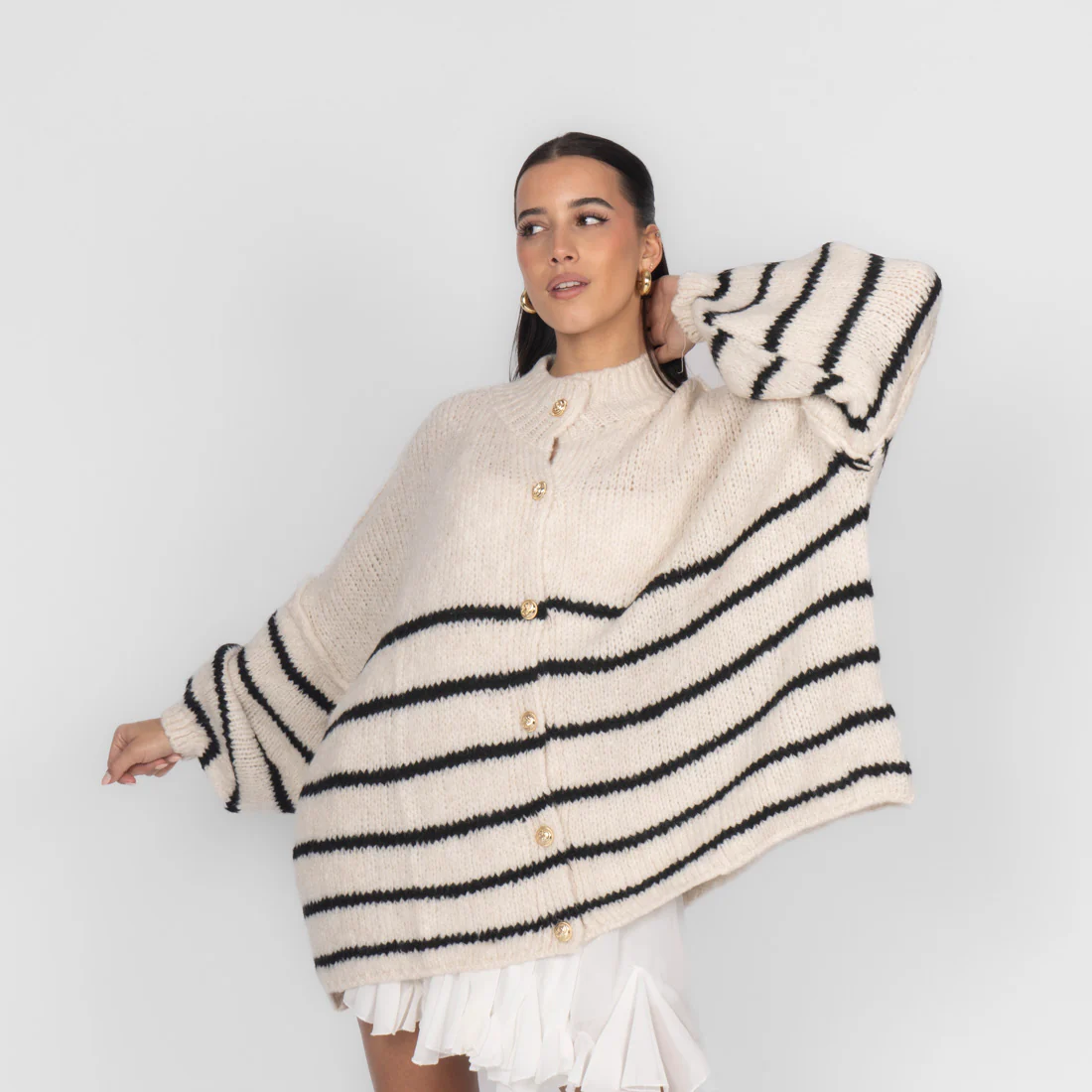 Oversized Cardigan „CozyGlam“ – Stripe Edition - Image 25