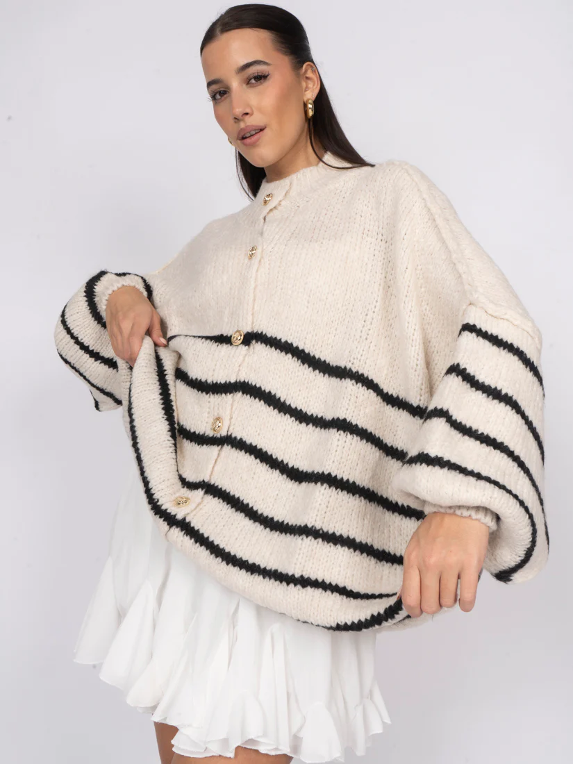 Oversized Cardigan „CozyGlam“ – Stripe Edition - Image 26