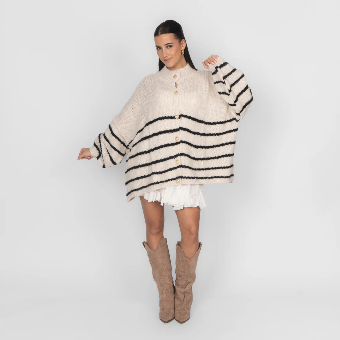 Oversized Cardigan „CozyGlam“ – Stripe Edition - Image 28