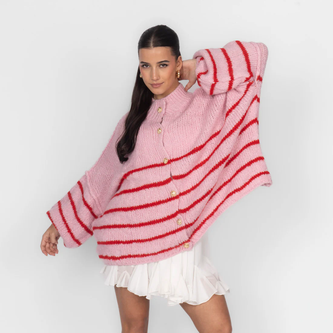 Oversized Cardigan „CozyGlam“ – Stripe Edition - Image 30