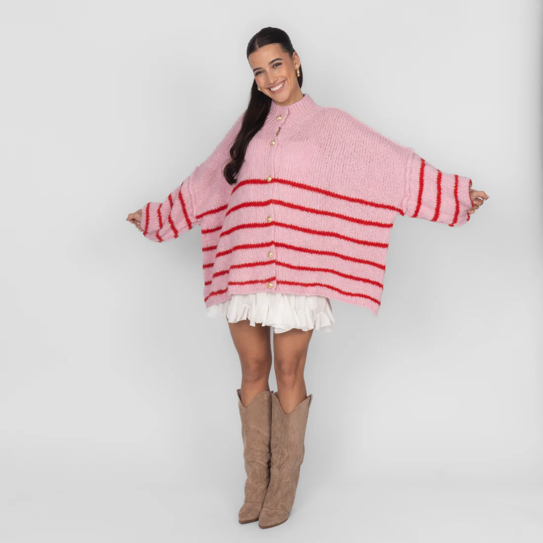 Oversized Cardigan „CozyGlam“ – Stripe Edition - Image 31