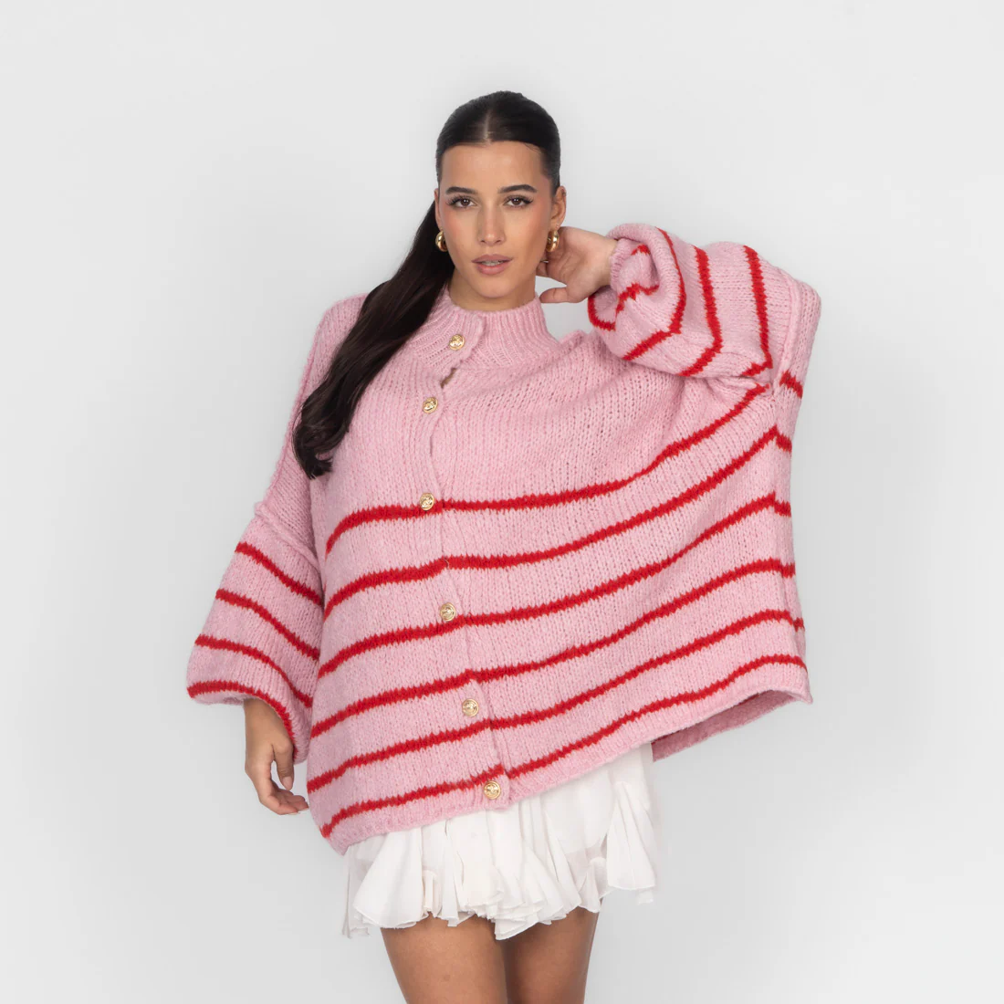 Oversized Cardigan „CozyGlam“ – Stripe Edition - Image 34