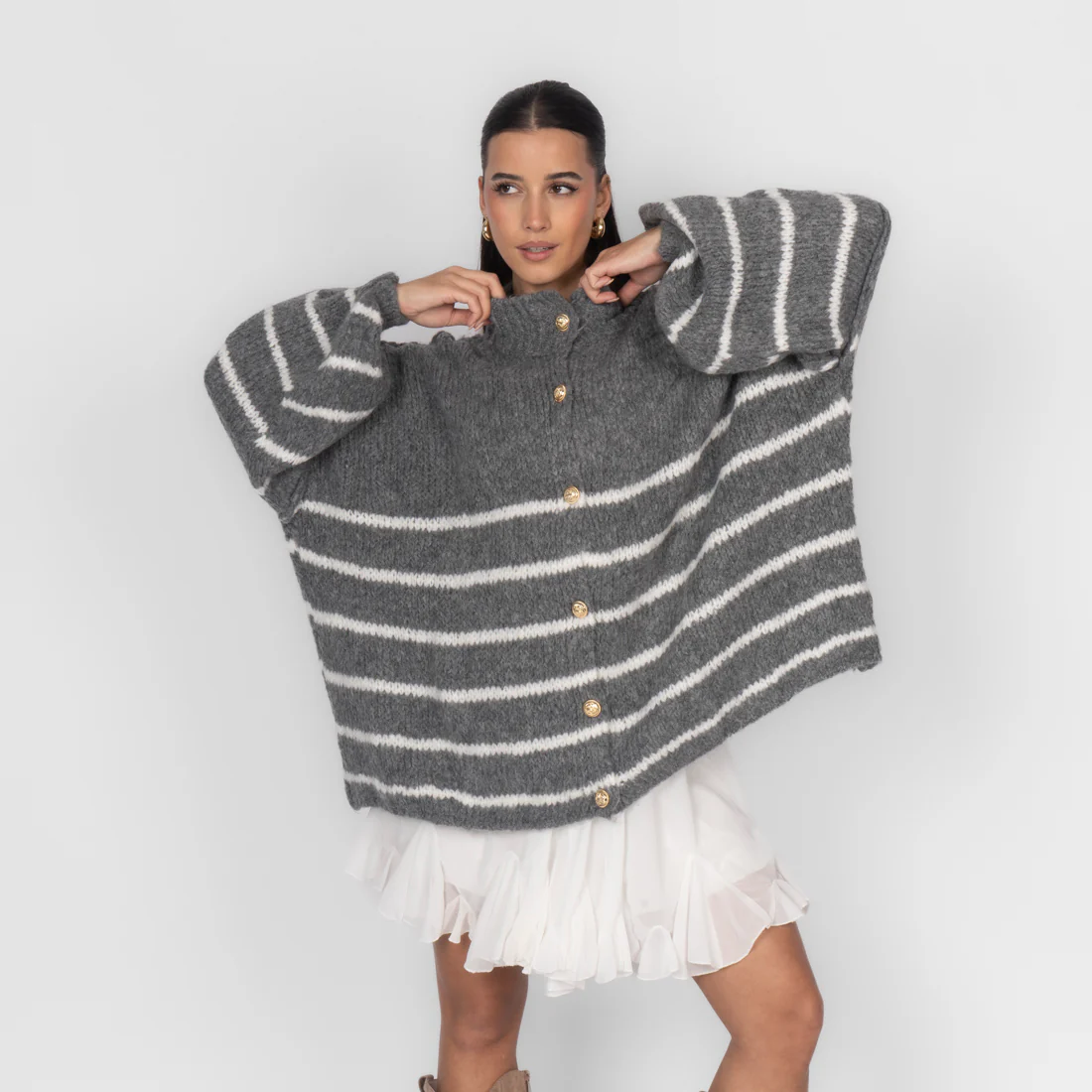 Oversized Cardigan „CozyGlam“ – Stripe Edition - Image 35