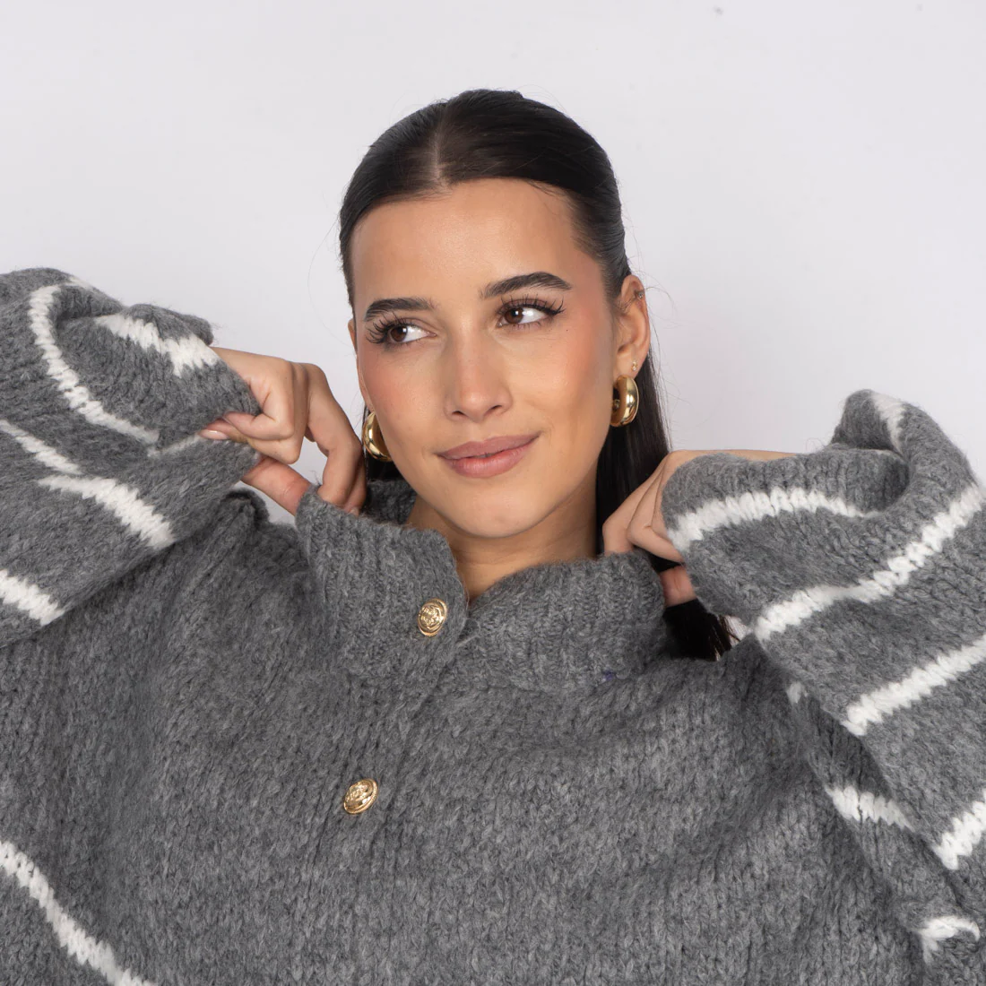 Oversized Cardigan „CozyGlam“ – Stripe Edition - Image 38