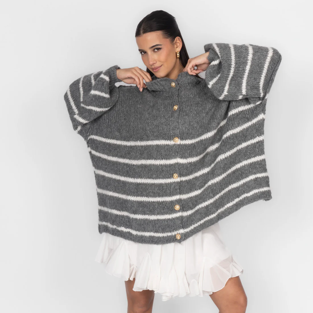 Oversized Cardigan „CozyGlam“ – Stripe Edition - Image 39