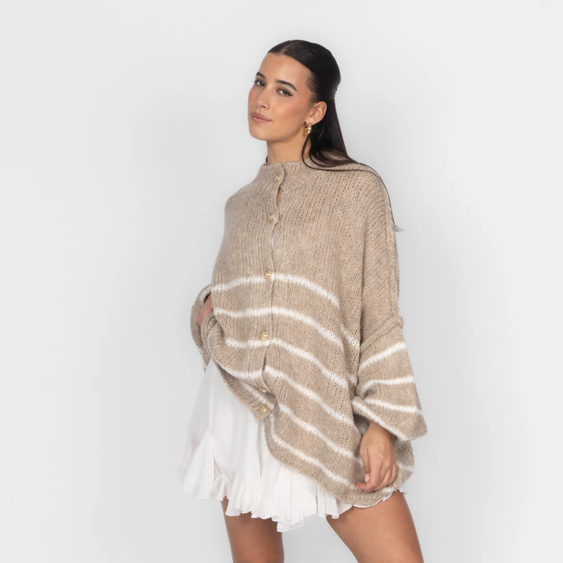 Oversized Cardigan „CozyGlam“ – Stripe Edition - Image 4