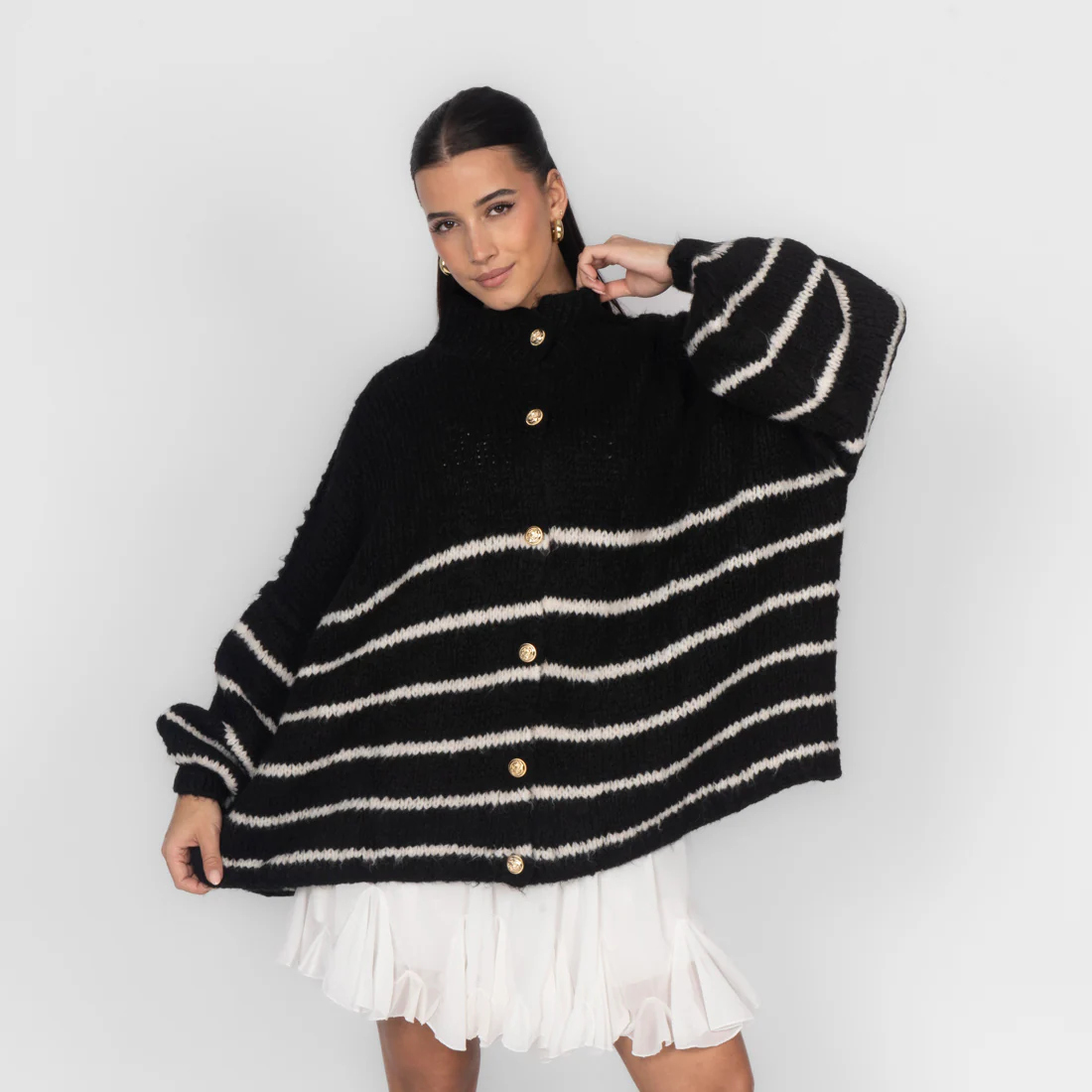 Oversized Cardigan „CozyGlam“ – Stripe Edition - Image 40