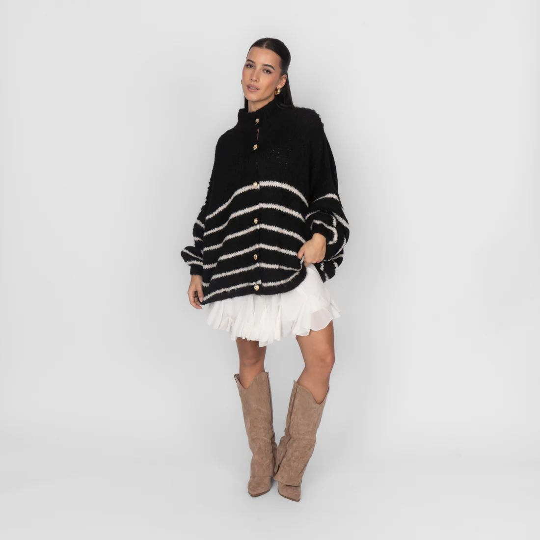 Oversized Cardigan „CozyGlam“ – Stripe Edition - Image 41