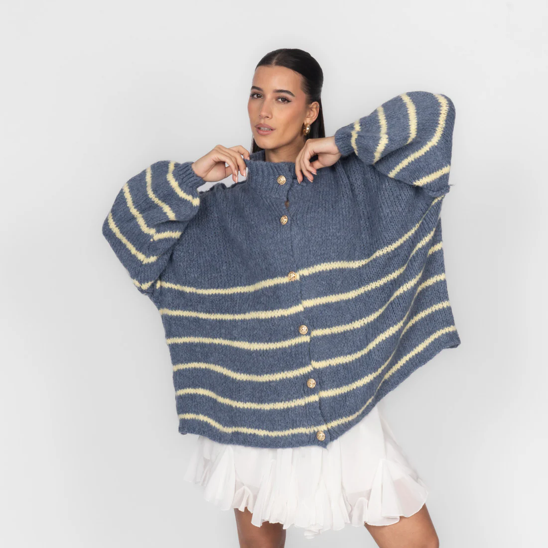 Oversized Cardigan „CozyGlam“ – Stripe Edition - Image 43