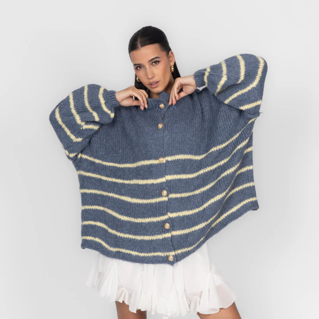 Oversized Cardigan „CozyGlam“ – Stripe Edition - Image 45