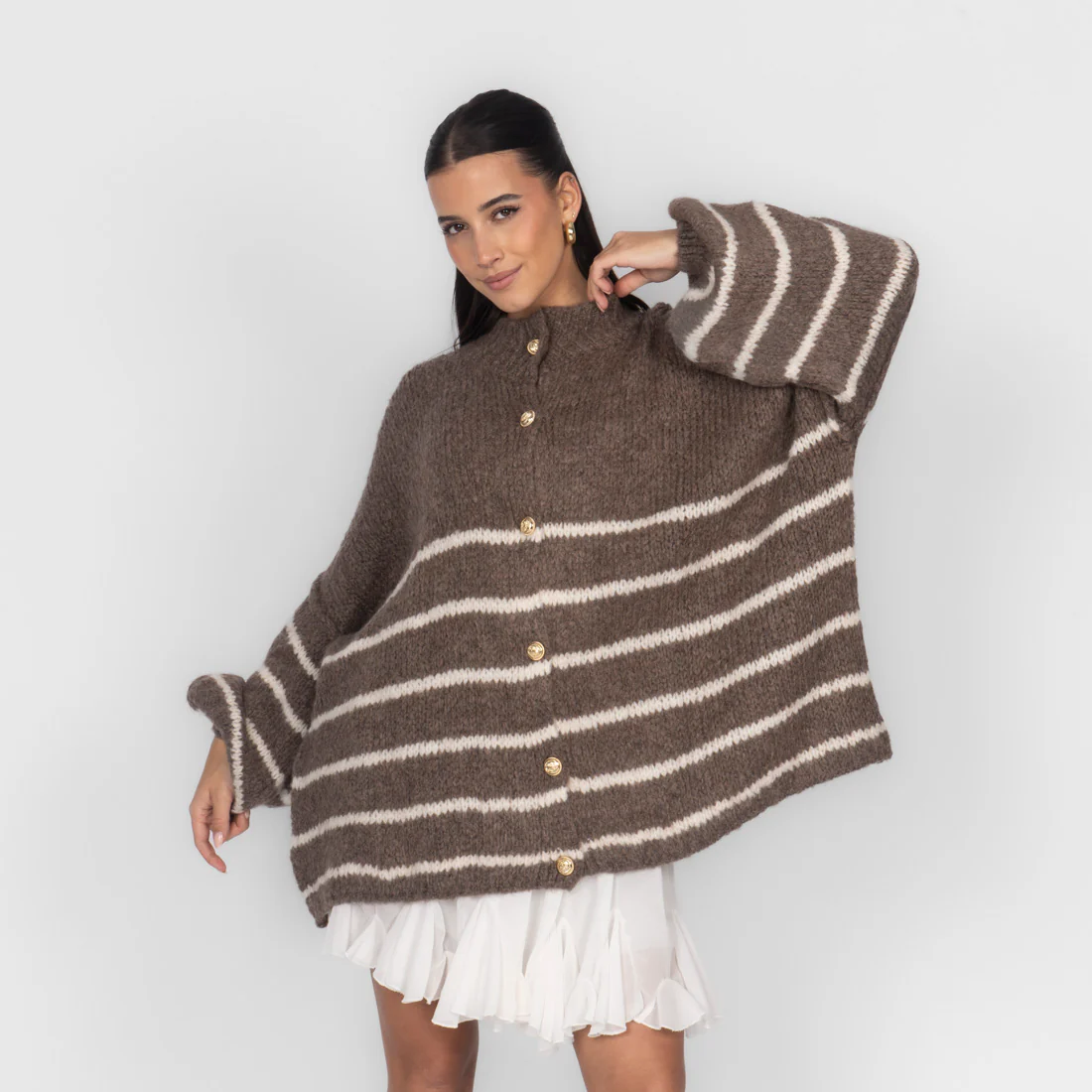 Oversized Cardigan „CozyGlam“ – Stripe Edition - Image 6