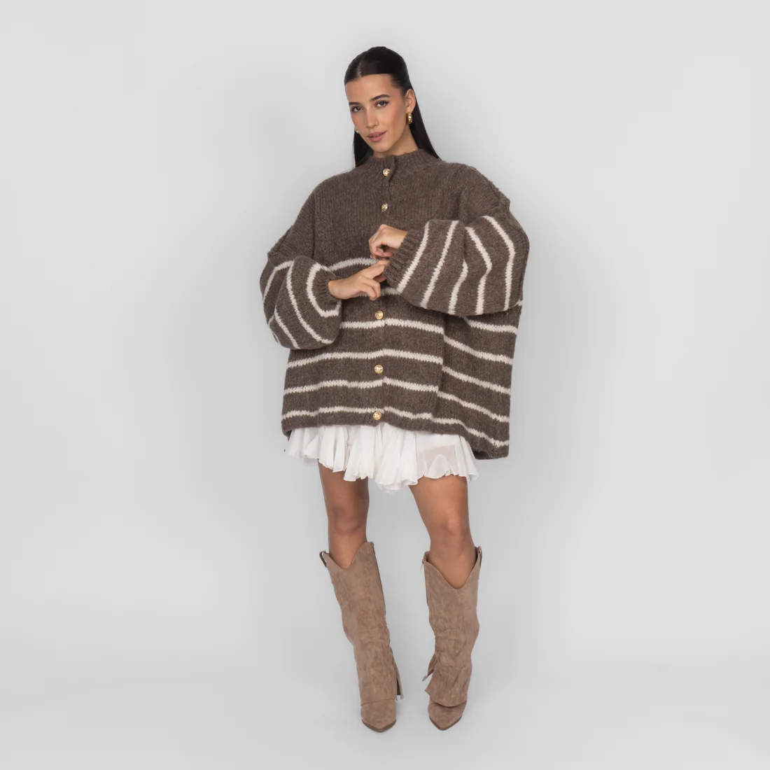 Oversized Cardigan „CozyGlam“ – Stripe Edition - Image 7