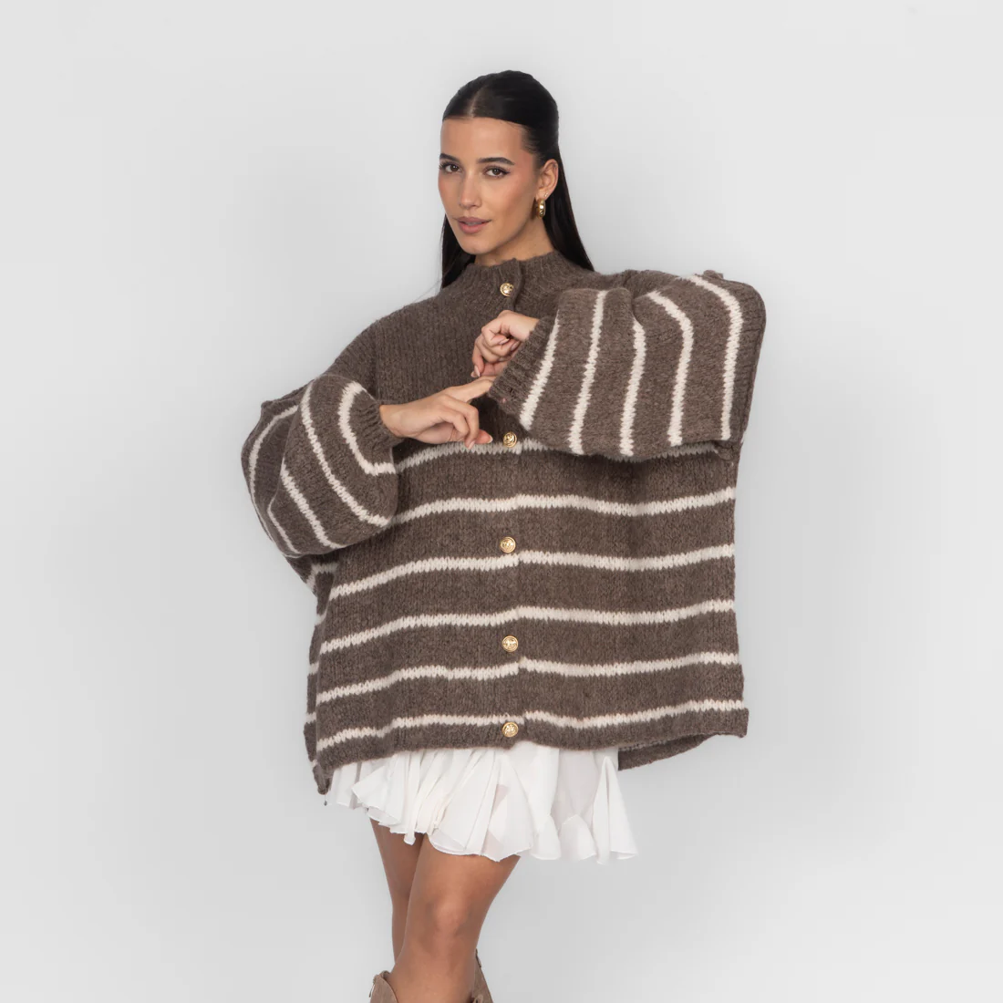Oversized Cardigan „CozyGlam“ – Stripe Edition - Image 8