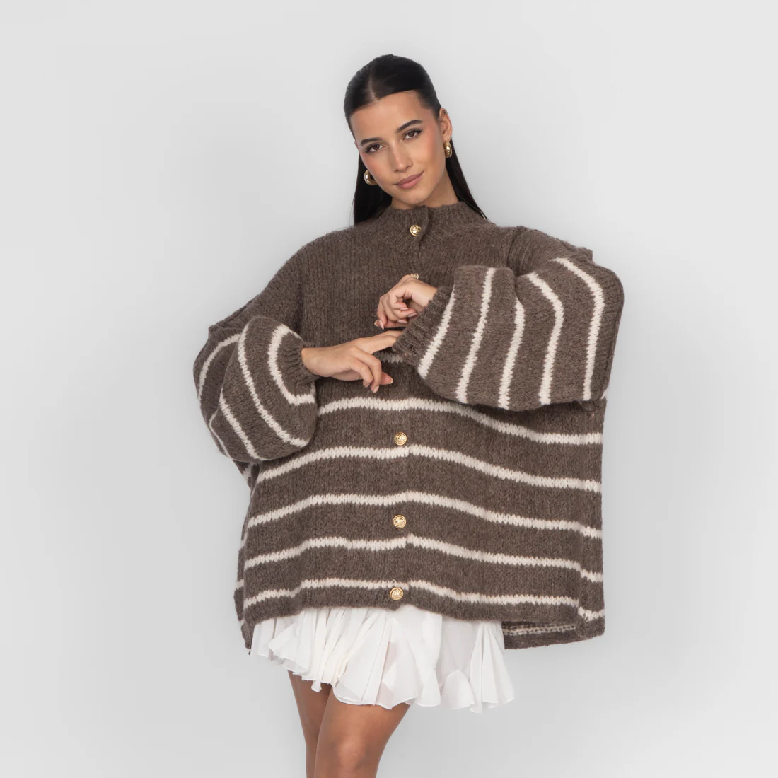 Oversized Cardigan „CozyGlam“ – Stripe Edition - Image 9