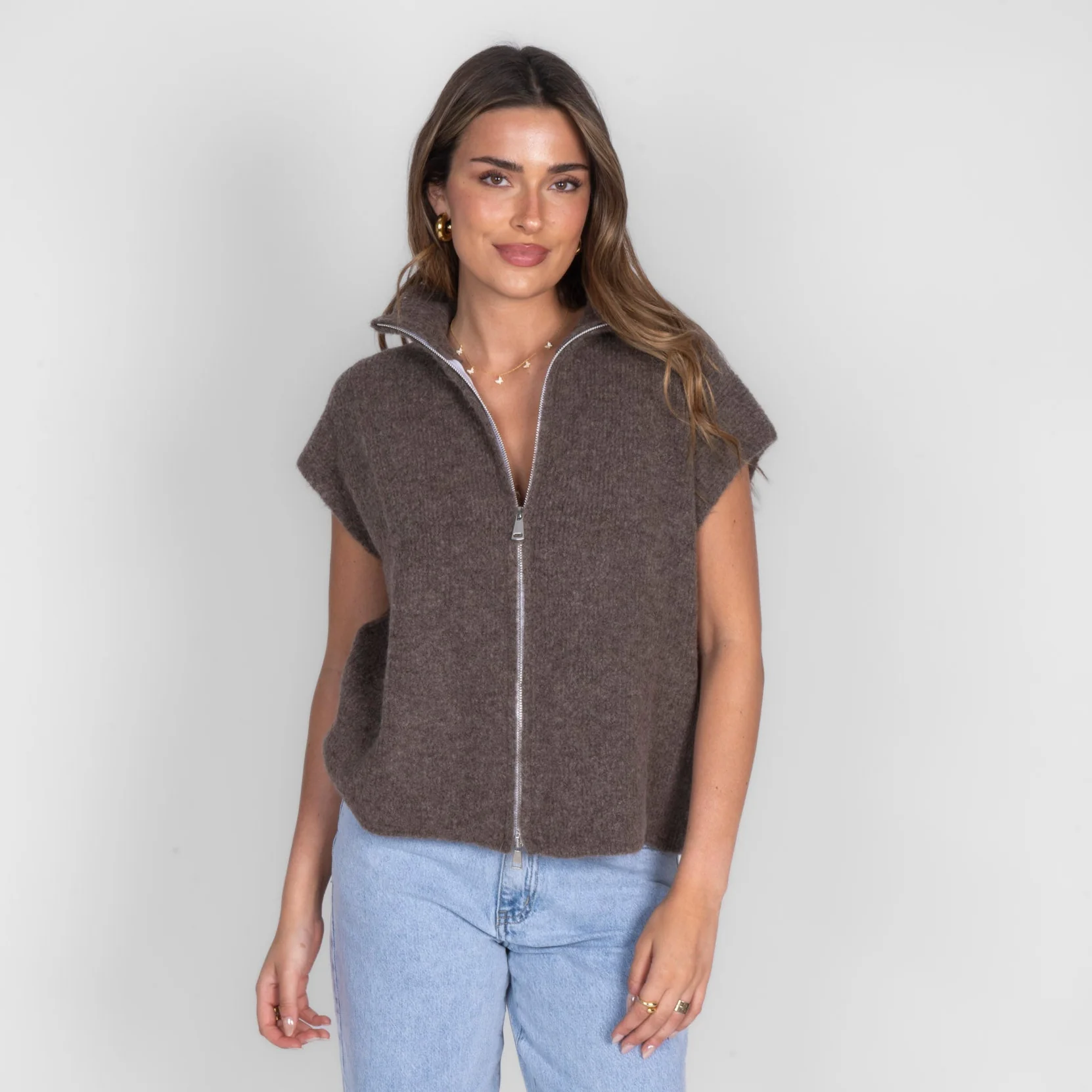 Oversized Zip Strickweste - Image 10