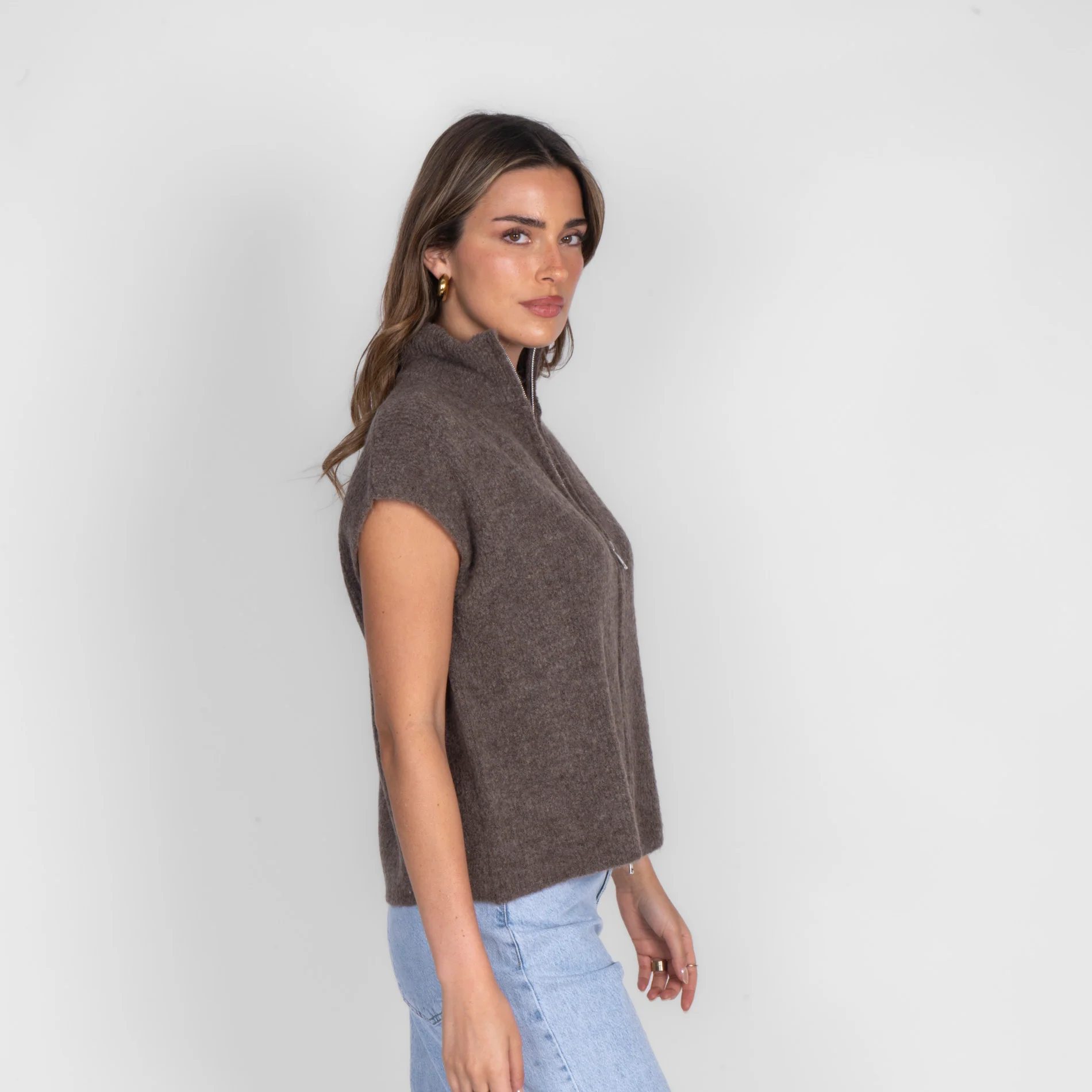 Oversized Zip Strickweste - Image 11