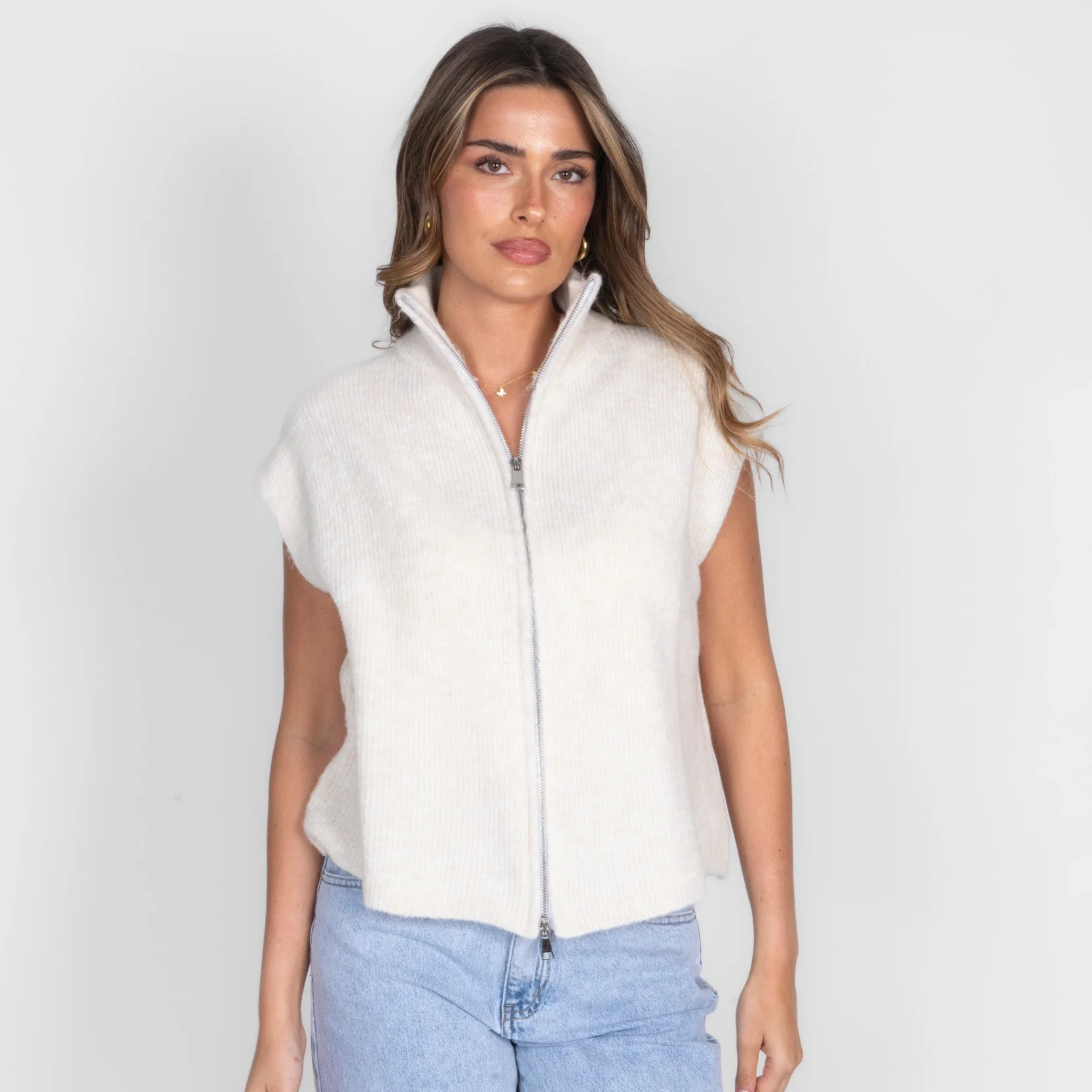 Oversized Zip Strickweste - Image 12