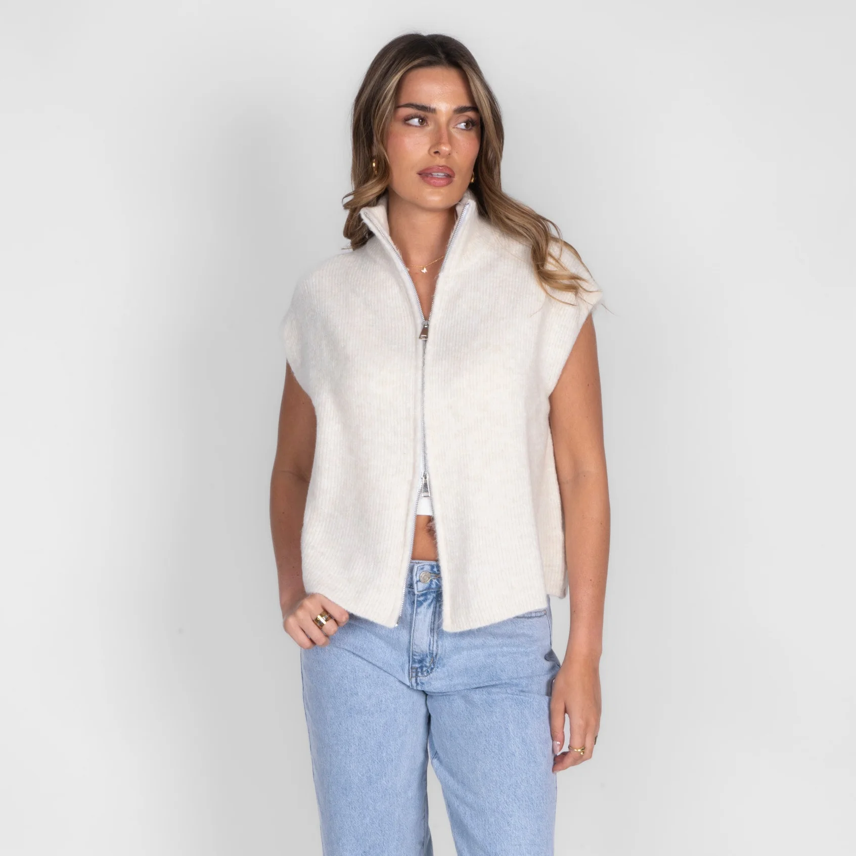 Oversized Zip Strickweste - Image 13