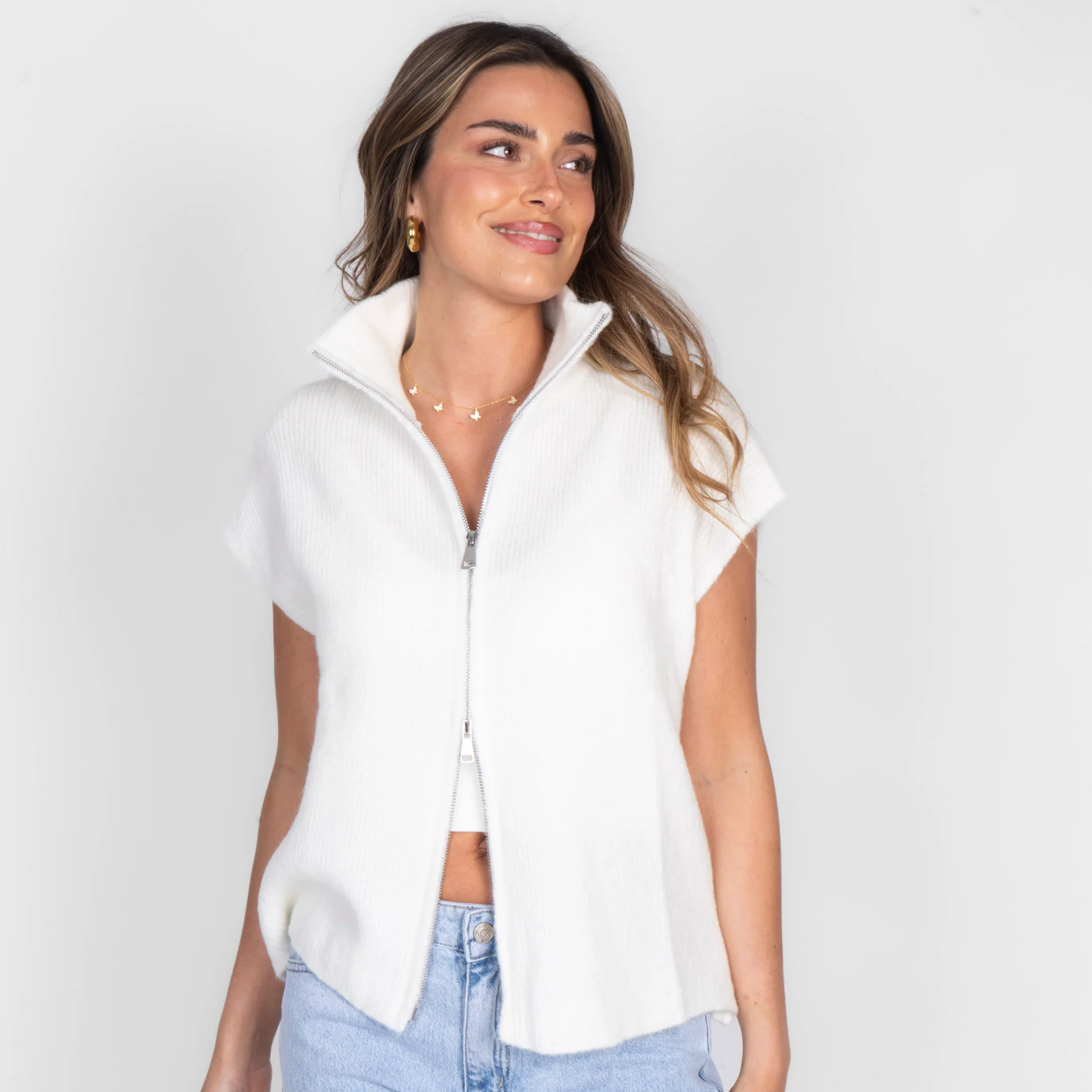 Oversized Zip Strickweste - Image 14