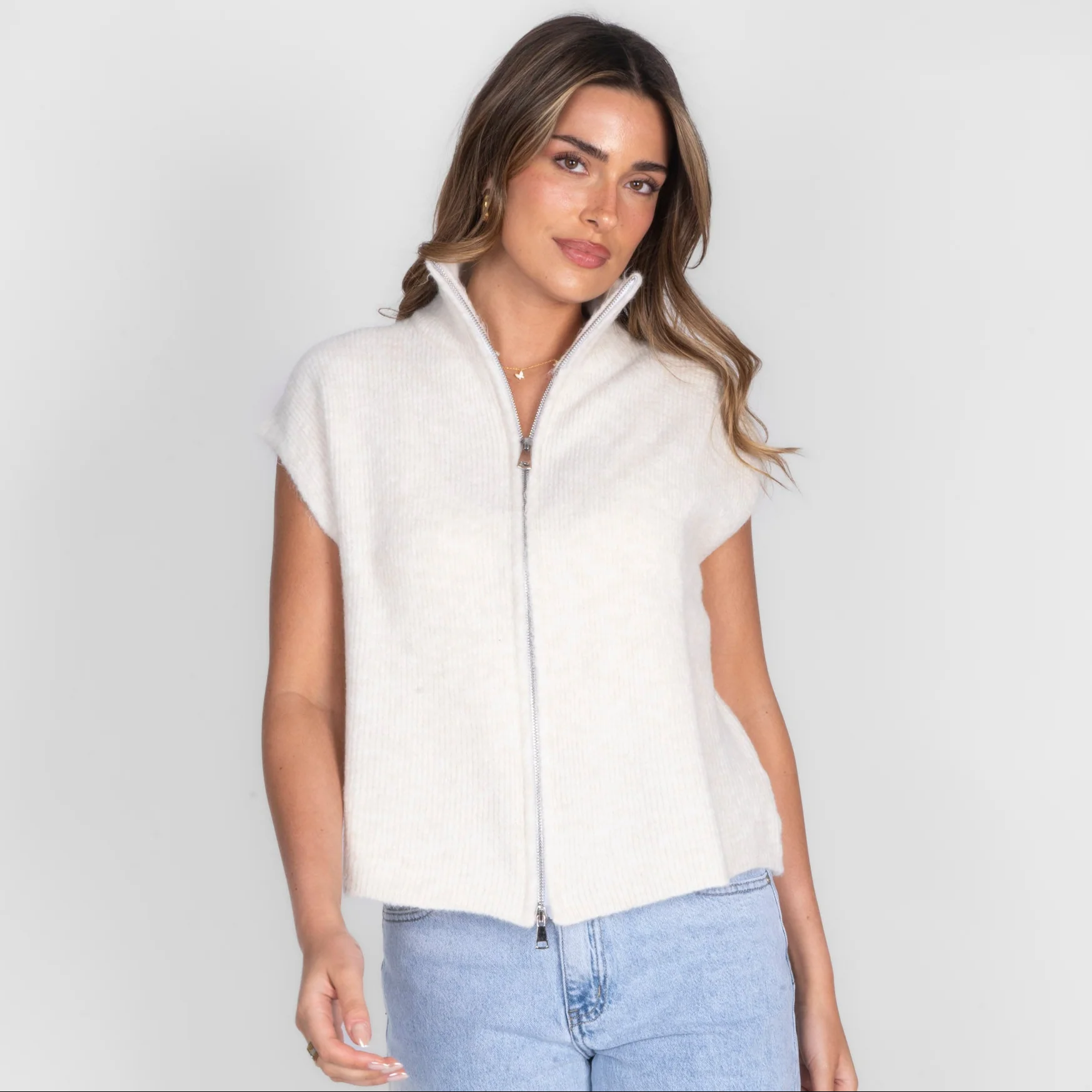 Oversized Zip Strickweste - Image 15