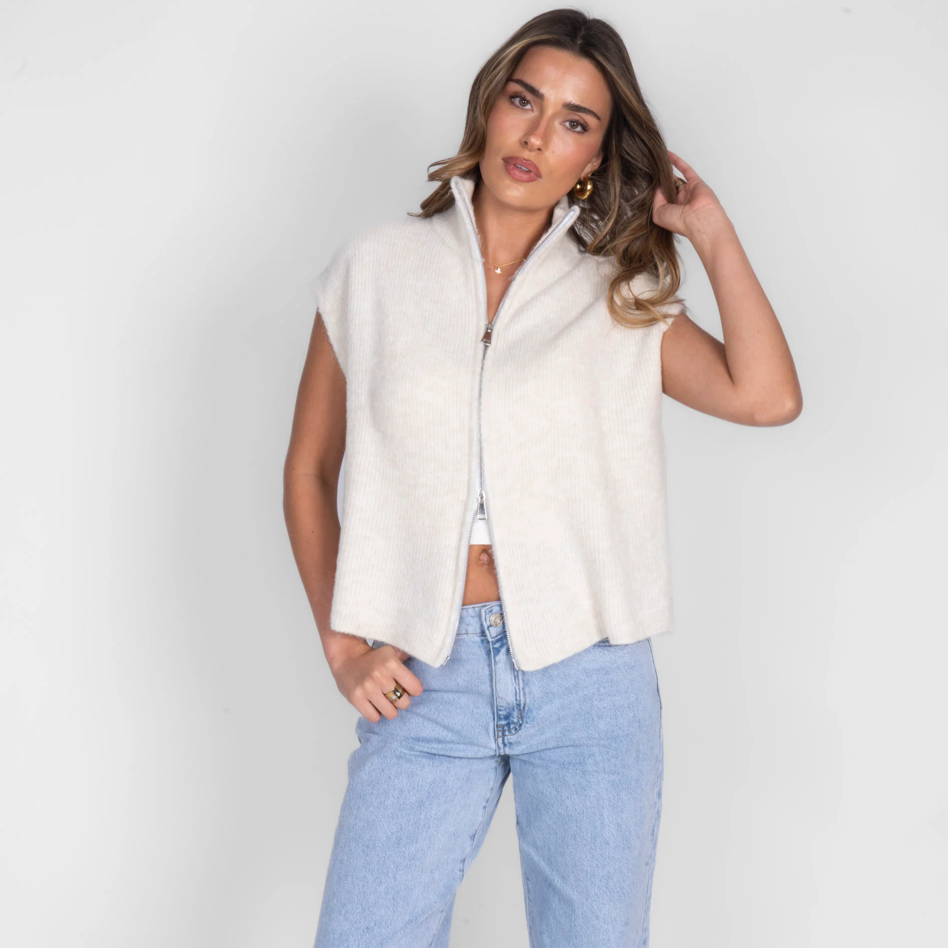 Oversized Zip Strickweste - Image 17