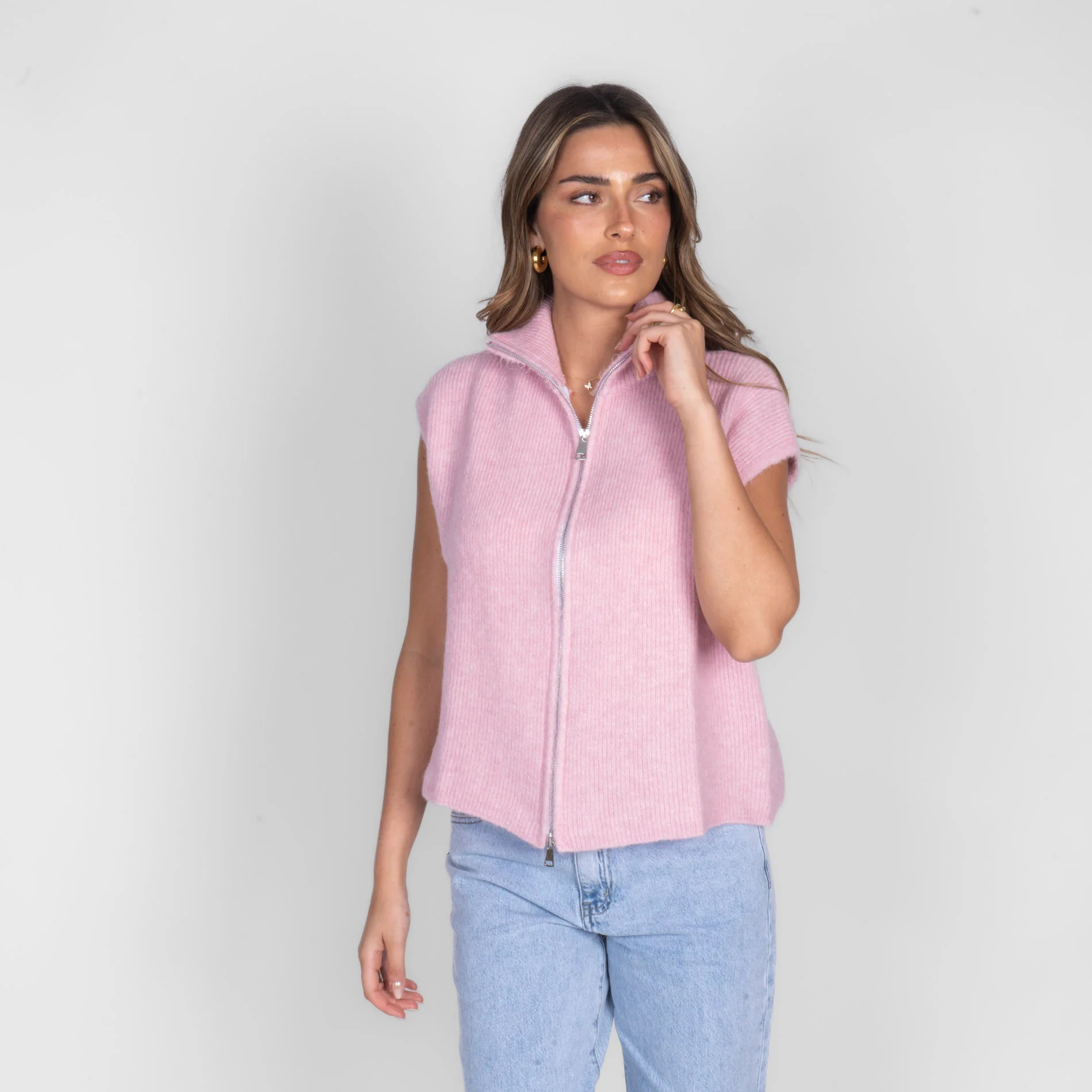 Oversized Zip Strickweste - Image 25