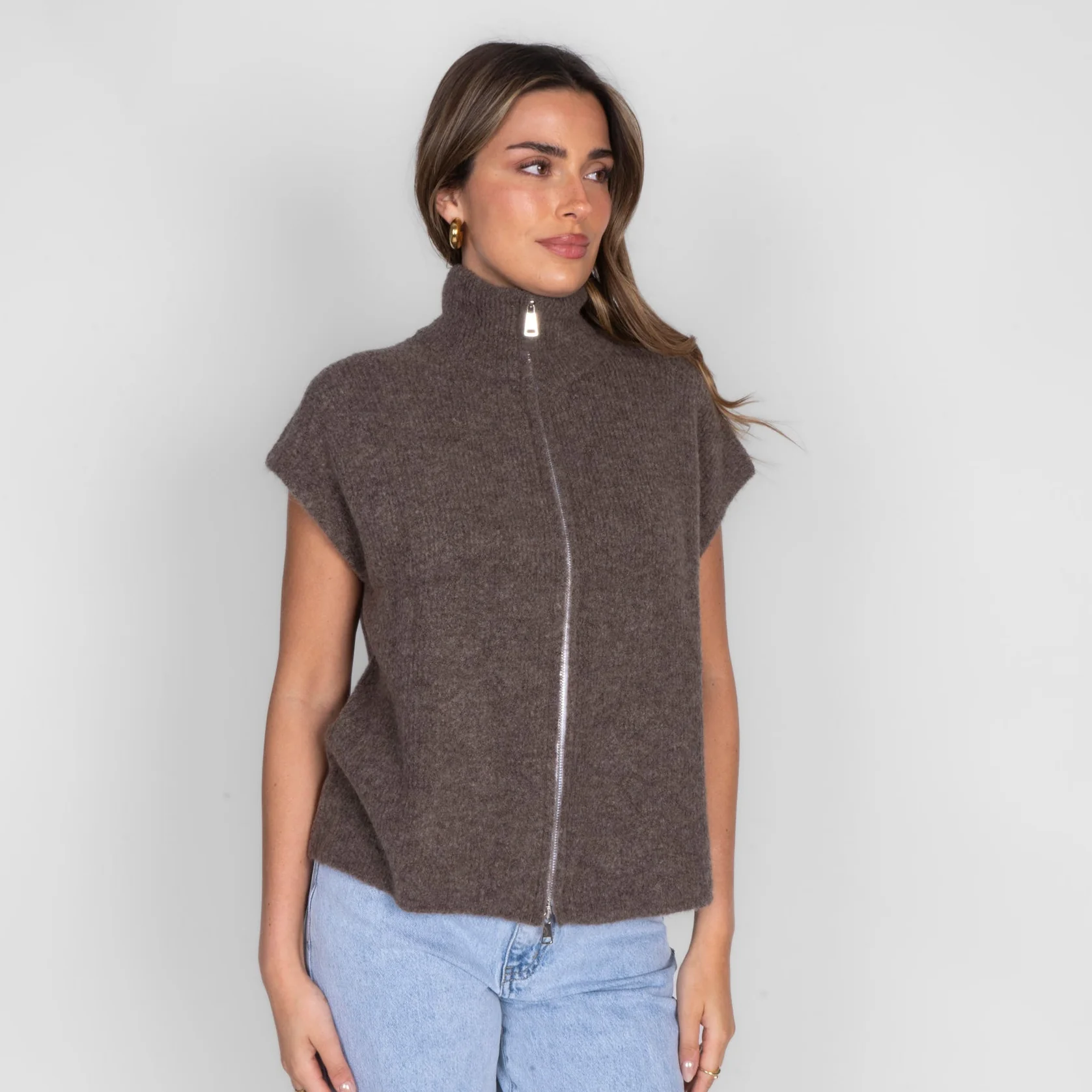 Oversized Zip Strickweste - Image 4